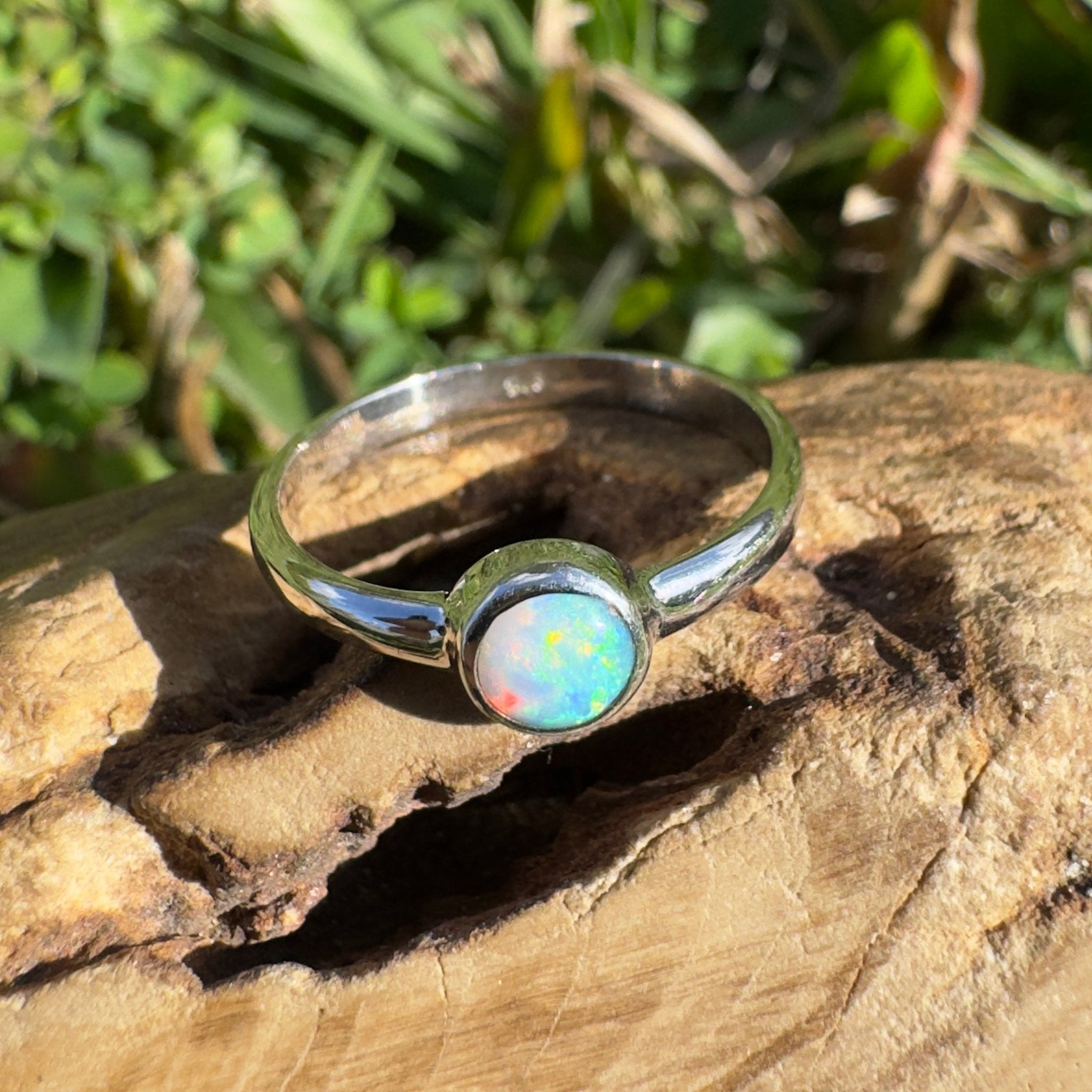 0.4ct Lightning Ridge Opal Ring ~ 'Fitzgerald Coast Shimmer' | 925 Sterling Silver | Solid Australian Opal