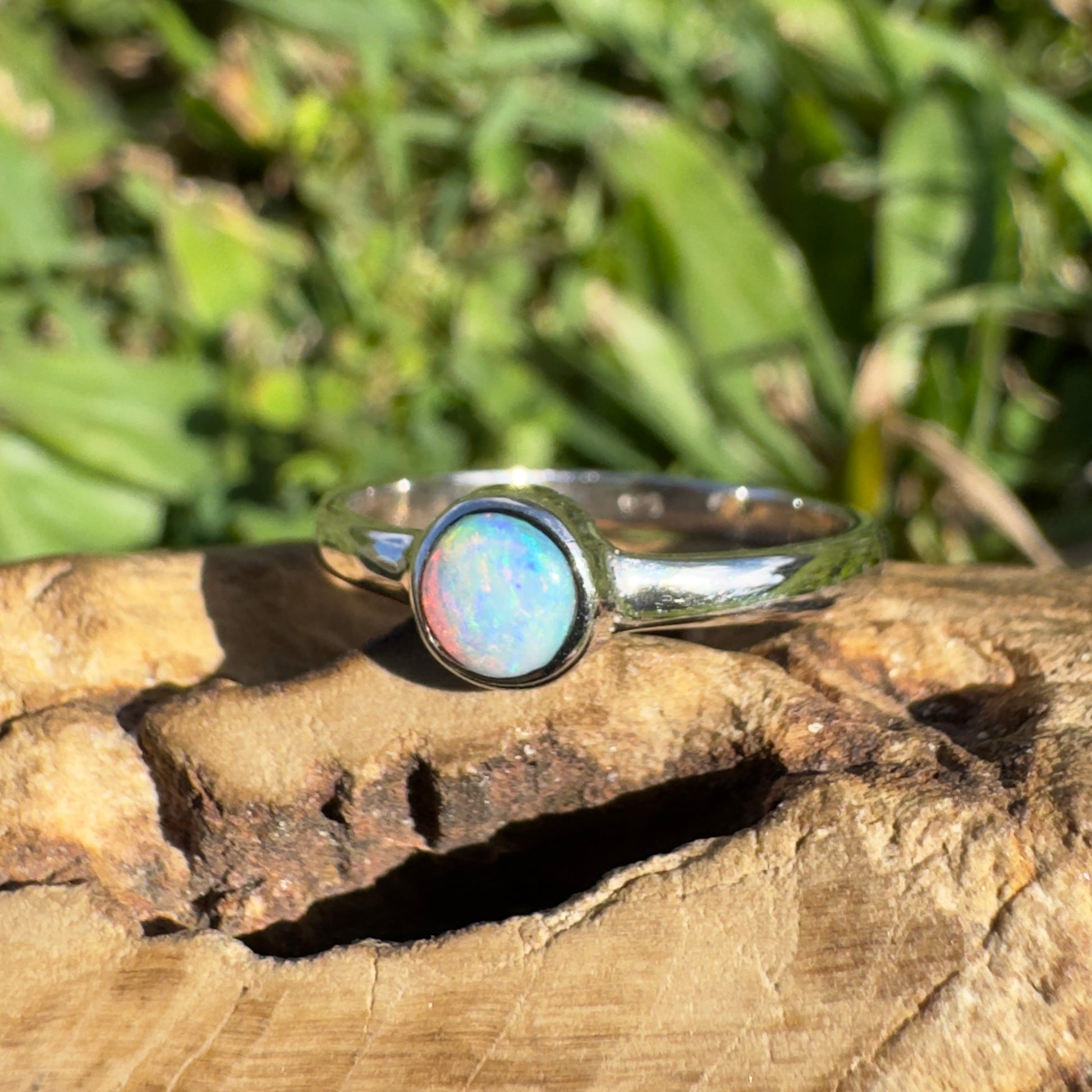 0.4ct Lightning Ridge Opal Ring ~ 'Fitzgerald Coast Shimmer' | 925 Sterling Silver | Solid Australian Opal