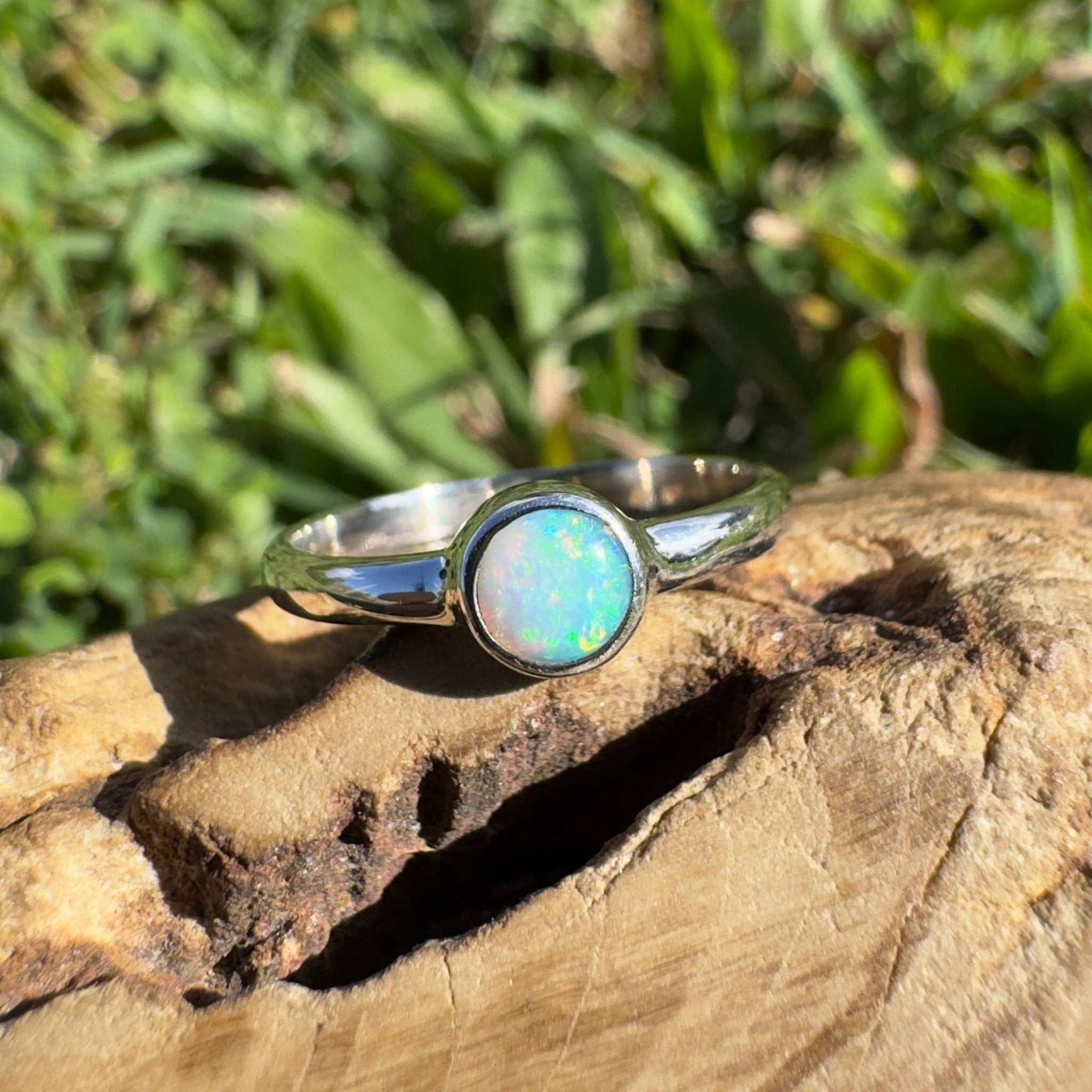 0.4ct Lightning Ridge Opal Ring ~ 'Fitzgerald Coast Shimmer' | 925 Sterling Silver | Solid Australian Opal