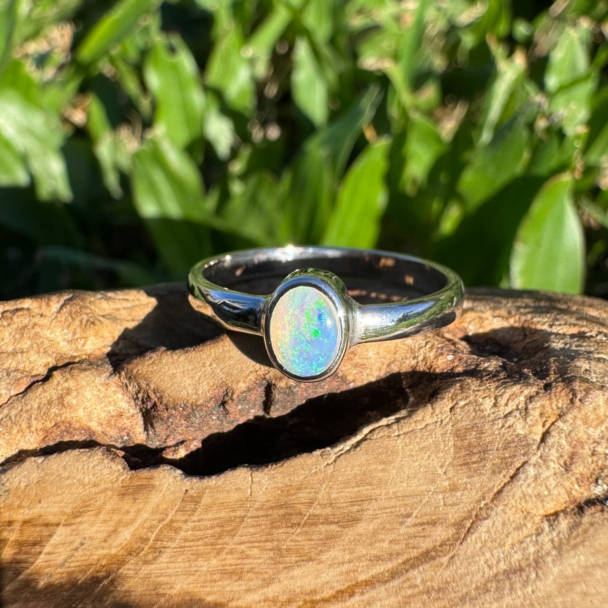 0.4ct Lightning Ridge Opal Ring ~ 'Pearson Isles Blue' | 925 Sterling Silver | Solid Australian Opal