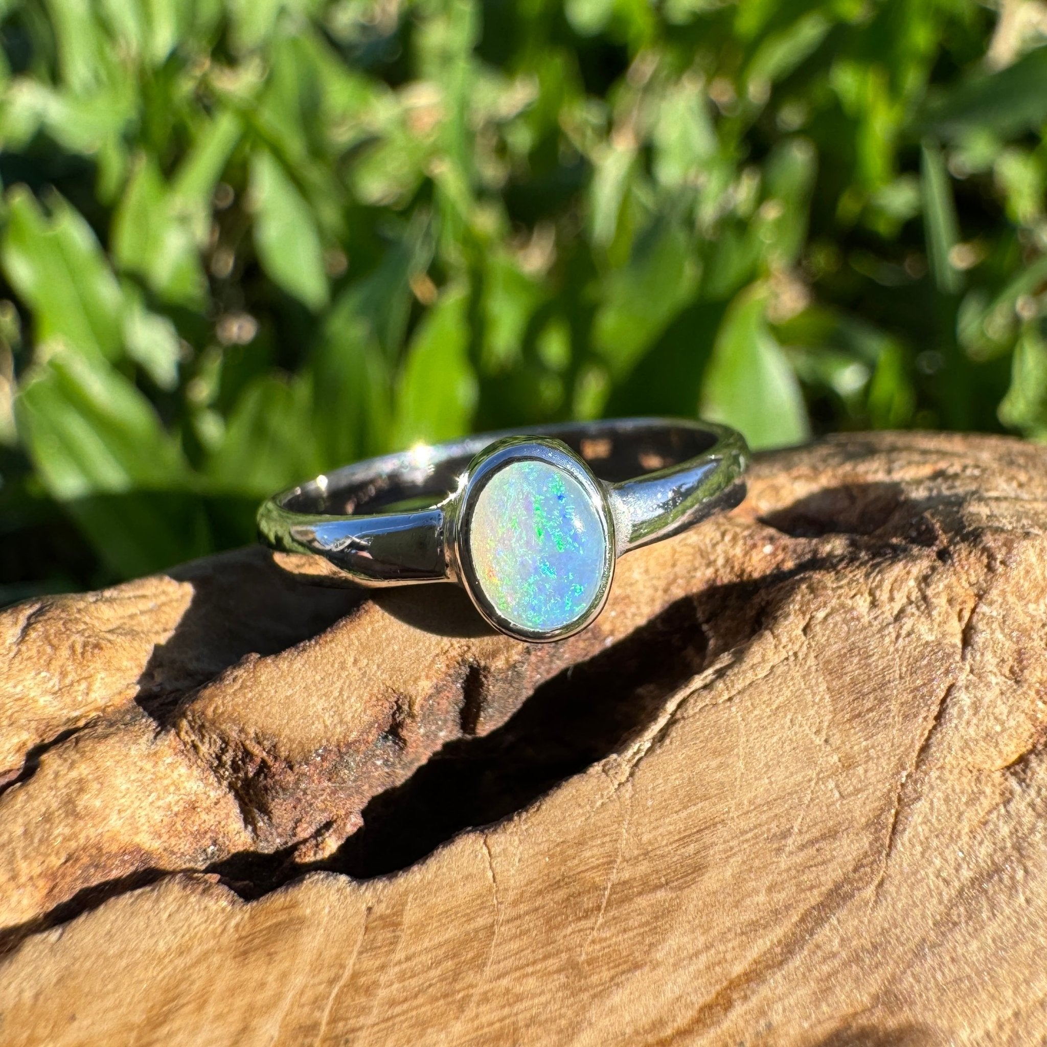 0.4ct Lightning Ridge Opal Ring ~ 'Pearson Isles Blue' | 925 Sterling Silver | Solid Australian Opal