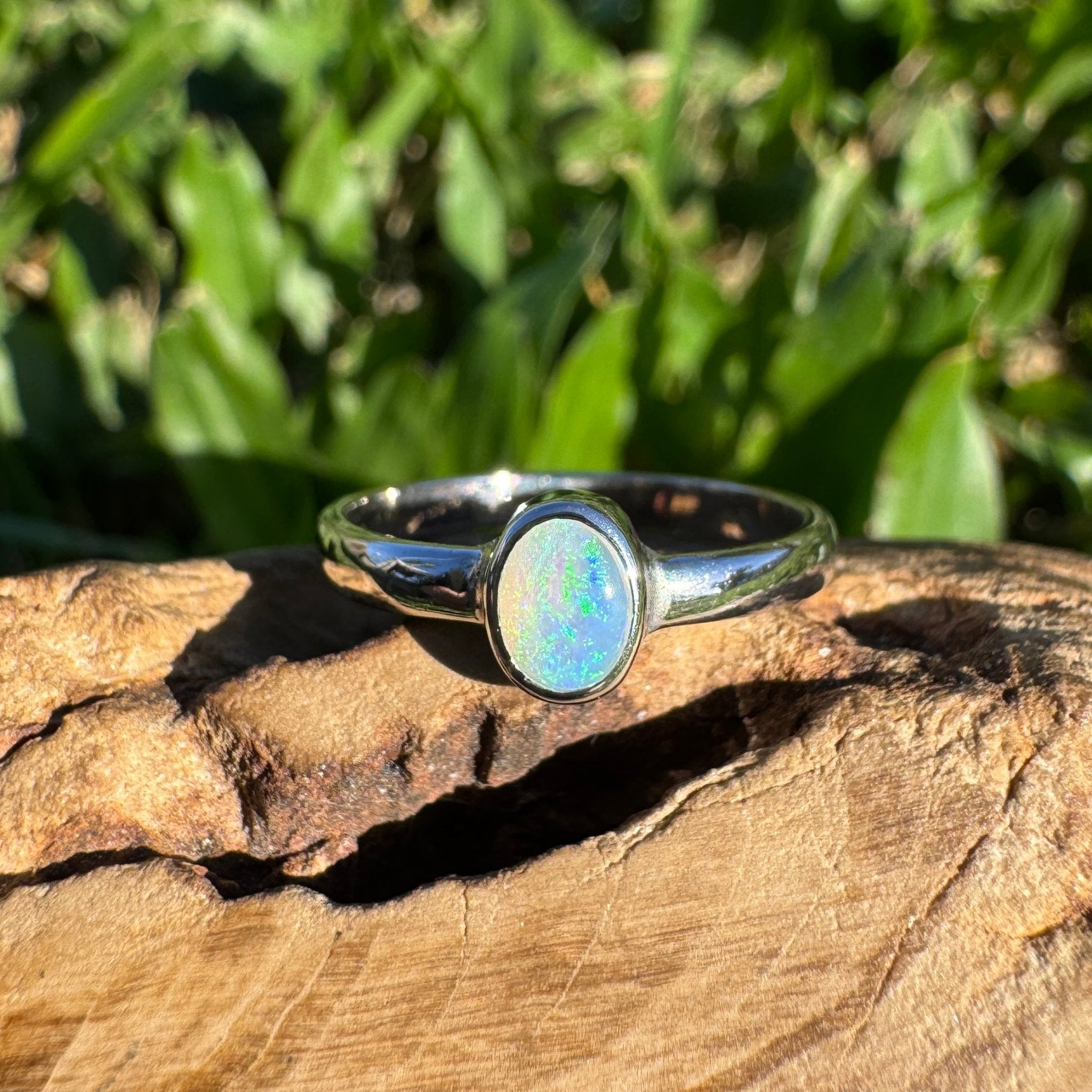 0.4ct Lightning Ridge Opal Ring ~ 'Pearson Isles Blue' | 925 Sterling Silver | Solid Australian Opal