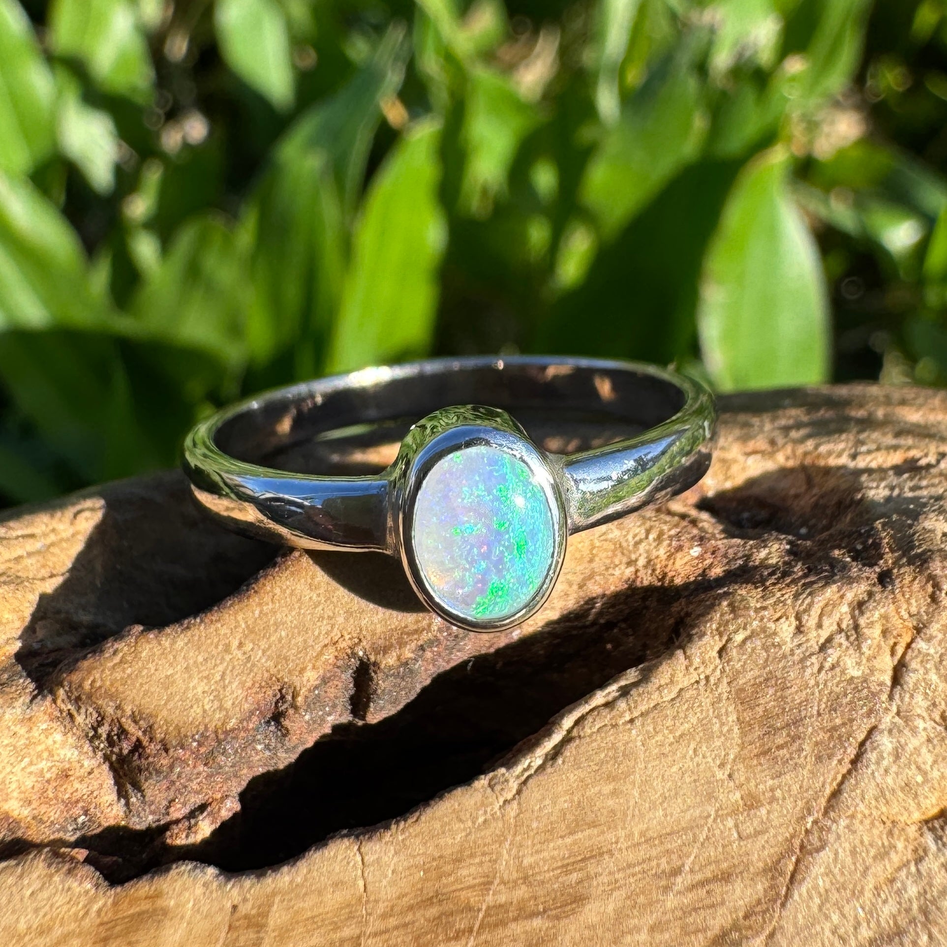 0.4ct Lightning Ridge Opal Ring ~ 'Pearson Isles Blue' | 925 Sterling Silver | Solid Australian Opal