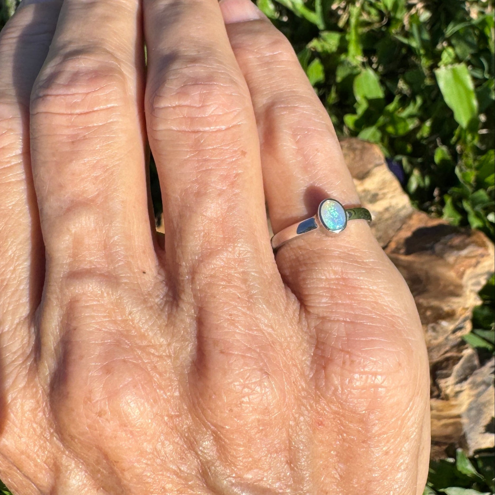 0.4ct Lightning Ridge Opal Ring ~ 'Pearson Isles Blue' | 925 Sterling Silver | Solid Australian Opal