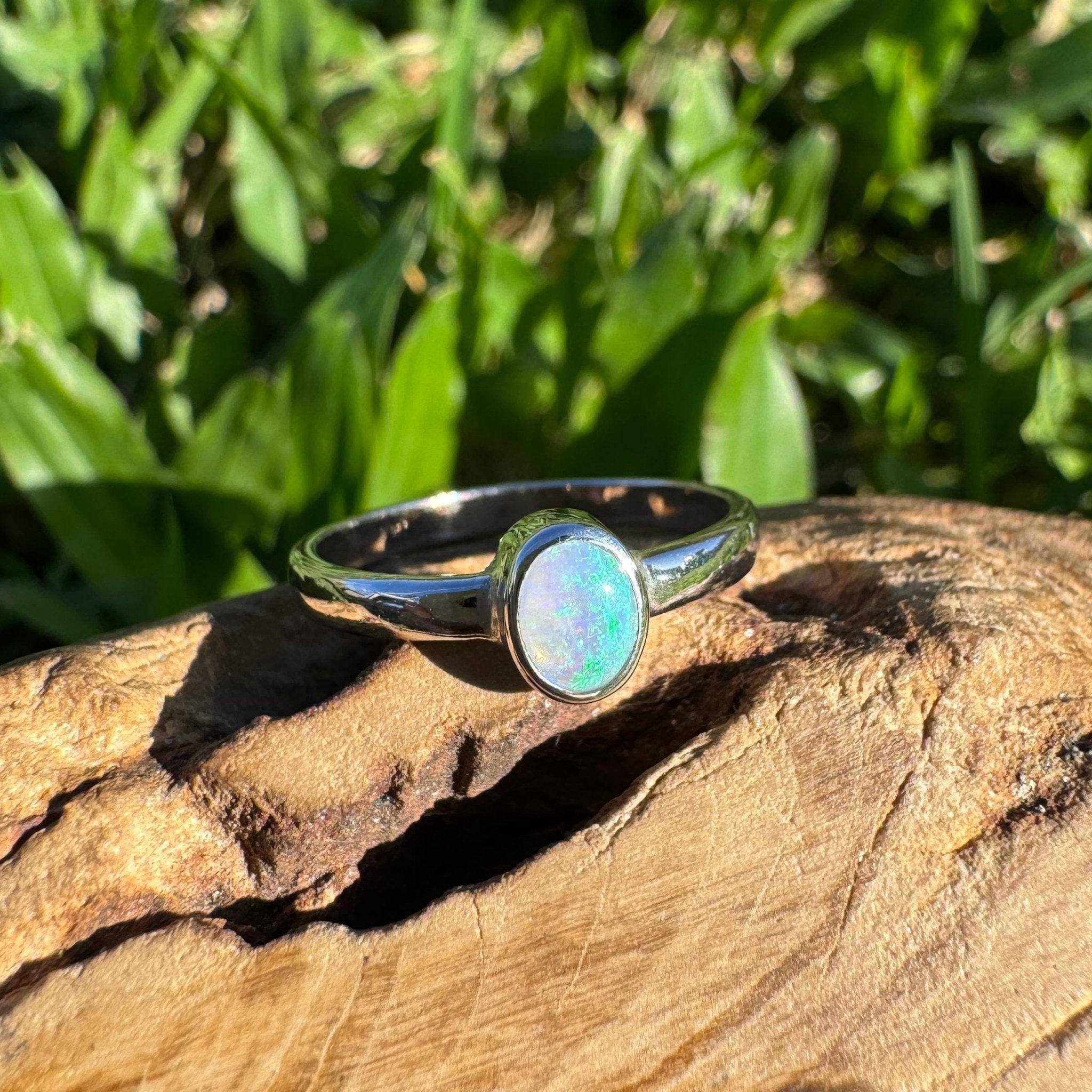 0.4ct Lightning Ridge Opal Ring ~ 'Pearson Isles Blue' | 925 Sterling Silver | Solid Australian Opal