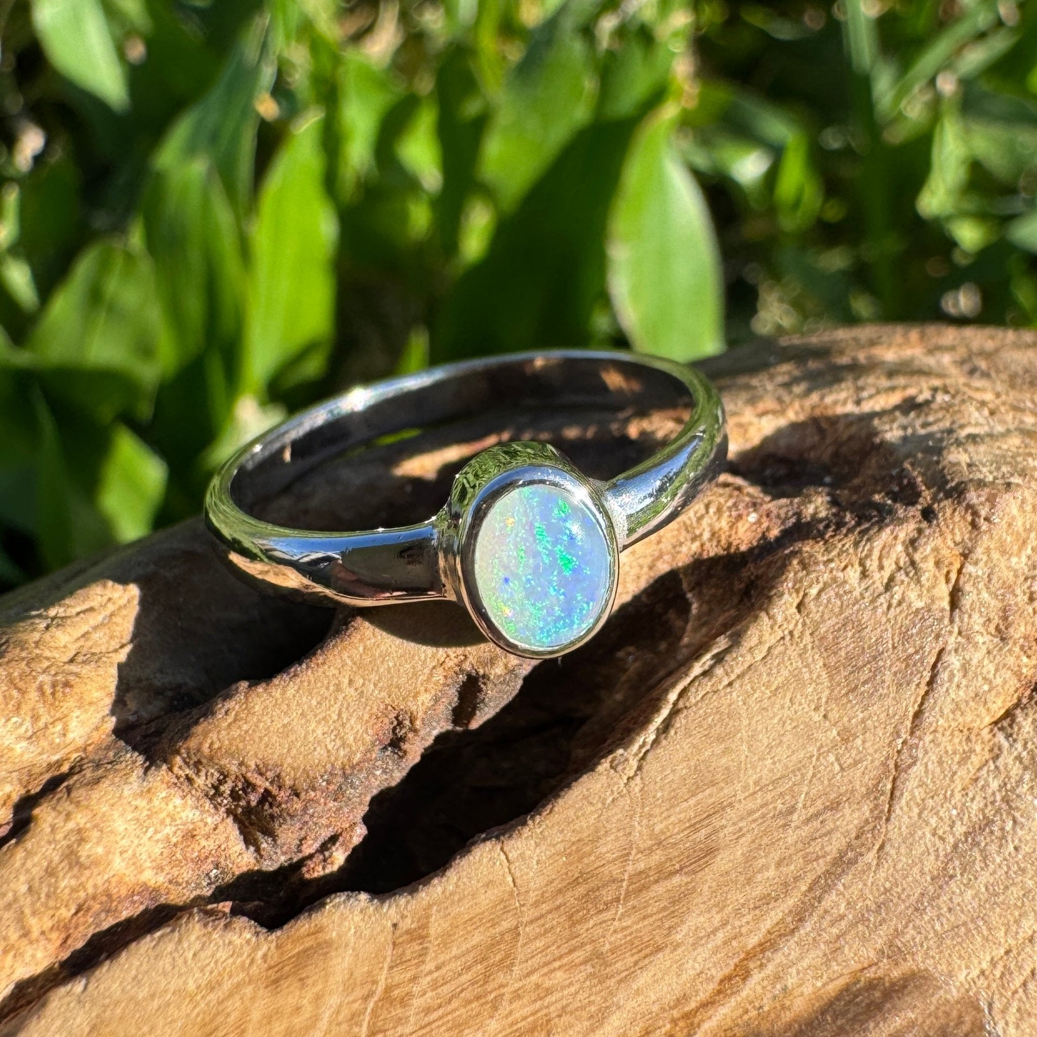 0.4ct Lightning Ridge Opal Ring ~ 'Pearson Isles Blue' | 925 Sterling Silver | Solid Australian Opal