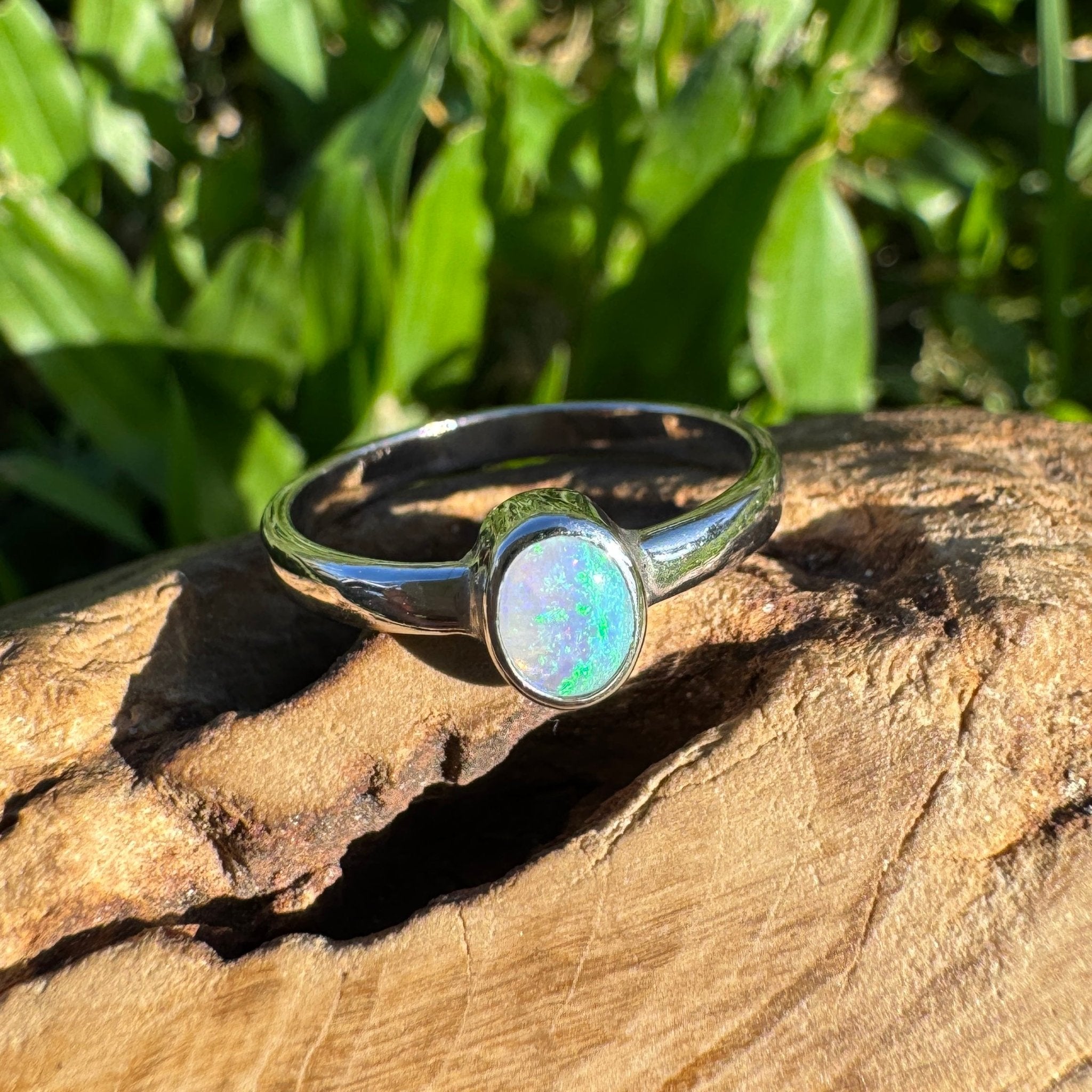 0.4ct Lightning Ridge Opal Ring ~ 'Pearson Isles Blue' | 925 Sterling Silver | Solid Australian Opal