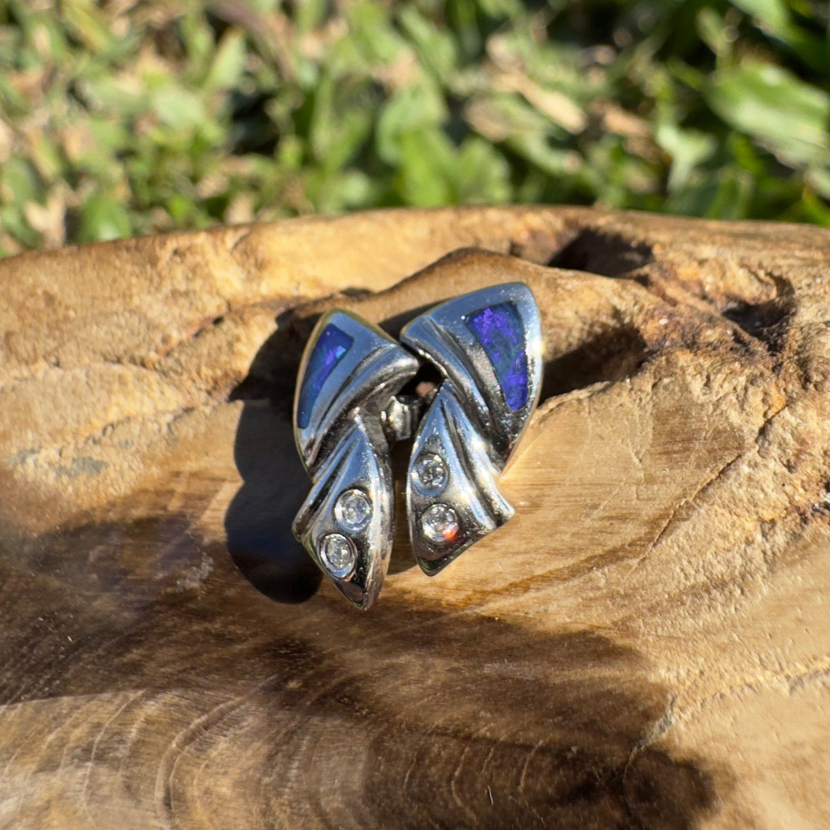 0.4ct Lightning Ridge Opal Stud Earrings ~ 'Bells Beach Aurora' | 925 Sterling Silver | Solid Australian Opal