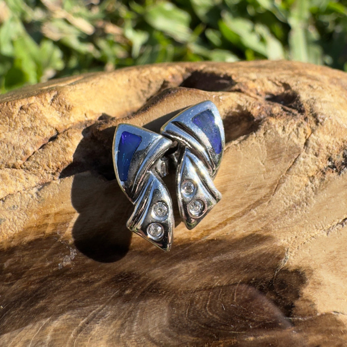 0.4ct Lightning Ridge Opal Stud Earrings ~ 'Bells Beach Aurora' | 925 Sterling Silver | Solid Australian Opal