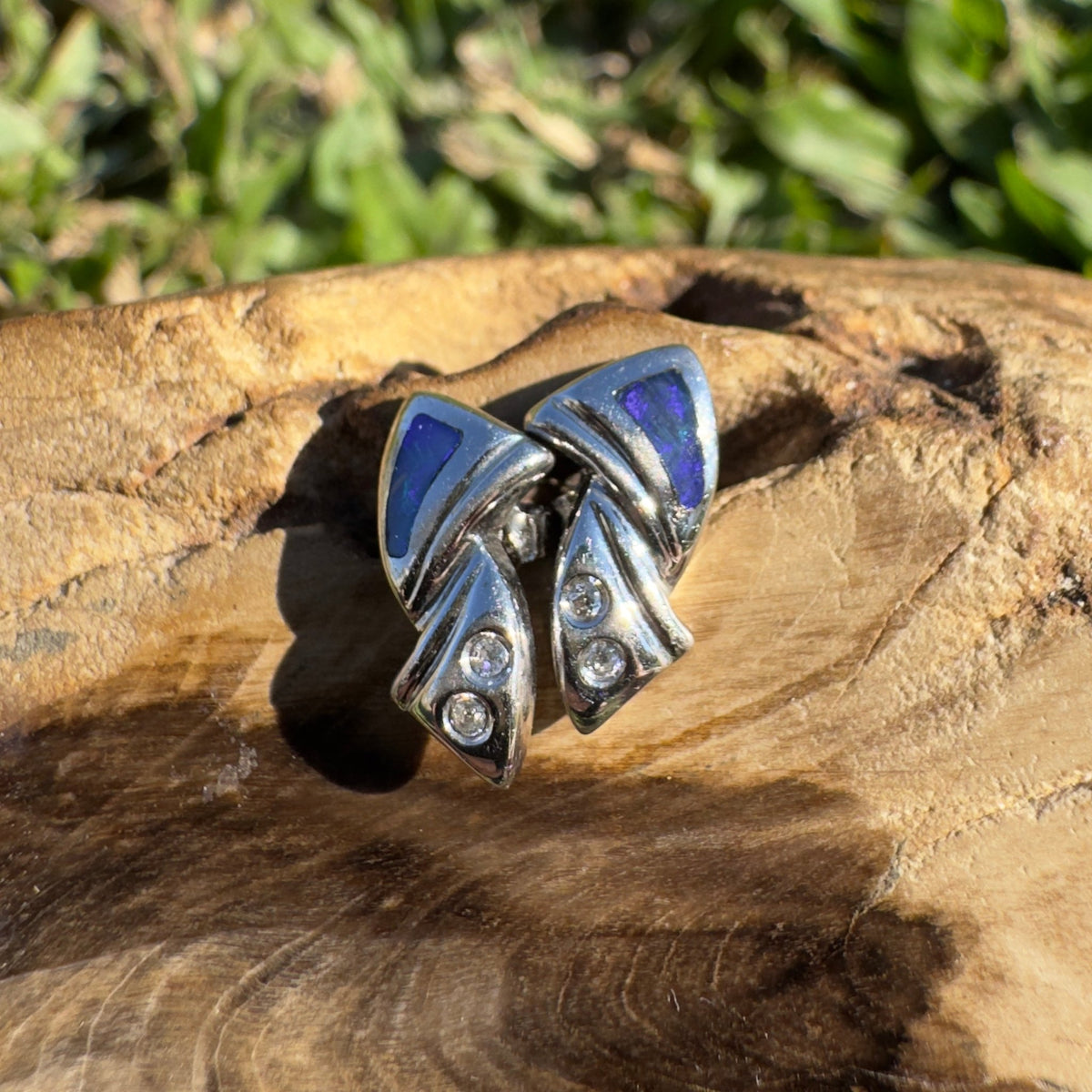 0.4ct Lightning Ridge Opal Stud Earrings ~ 'Bells Beach Aurora' | 925 Sterling Silver | Solid Australian Opal