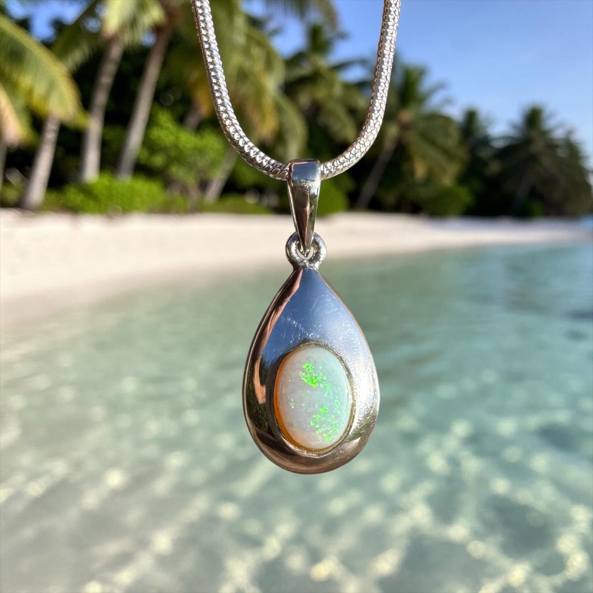 0.5ct Coober Pedy Opal Pendant Necklace ~ 'Betoota Ember' | 925 Sterling Silver | Solid Australian Opal