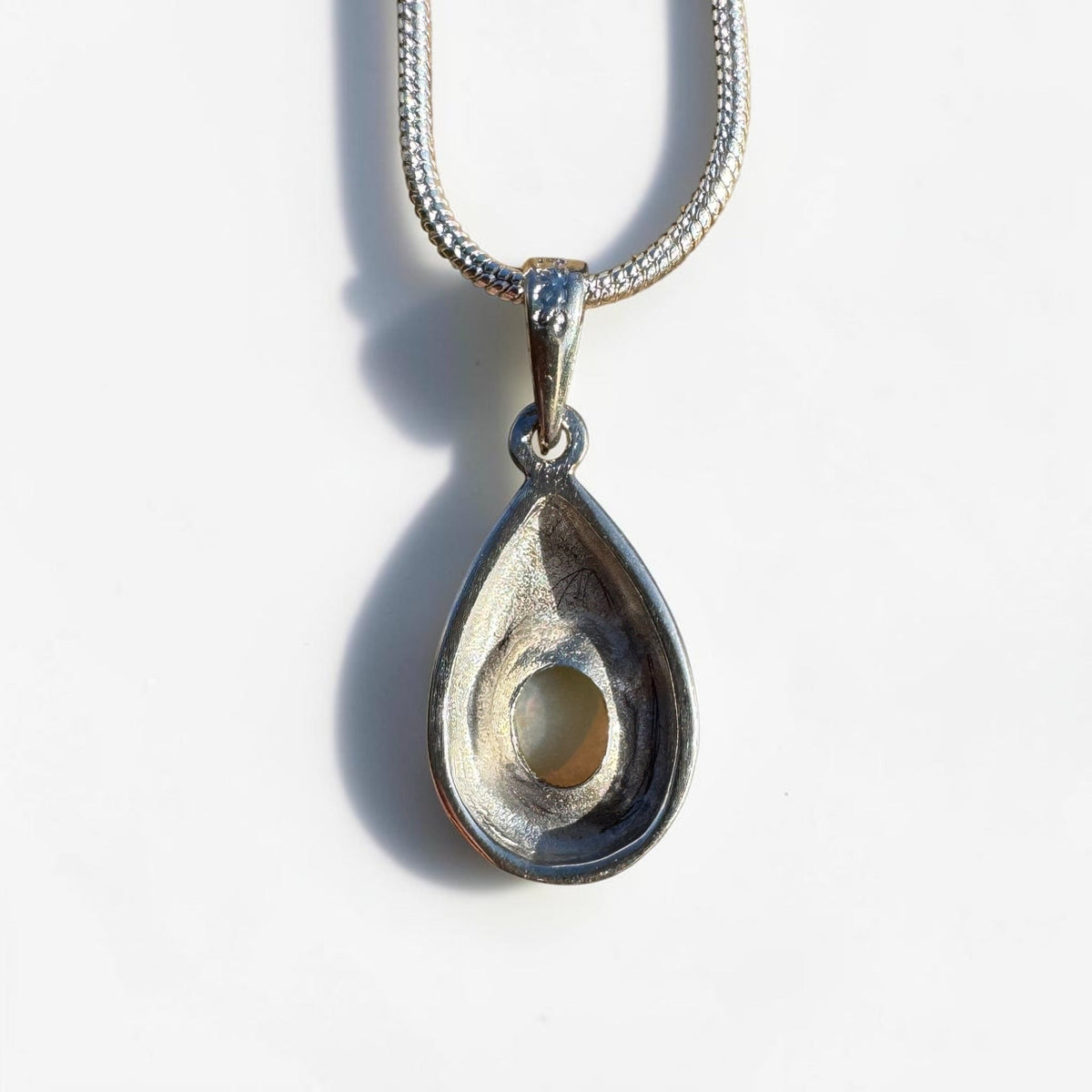 0.5ct Coober Pedy Opal Pendant Necklace ~ 'Betoota Ember' | 925 Sterling Silver | Solid Australian Opal