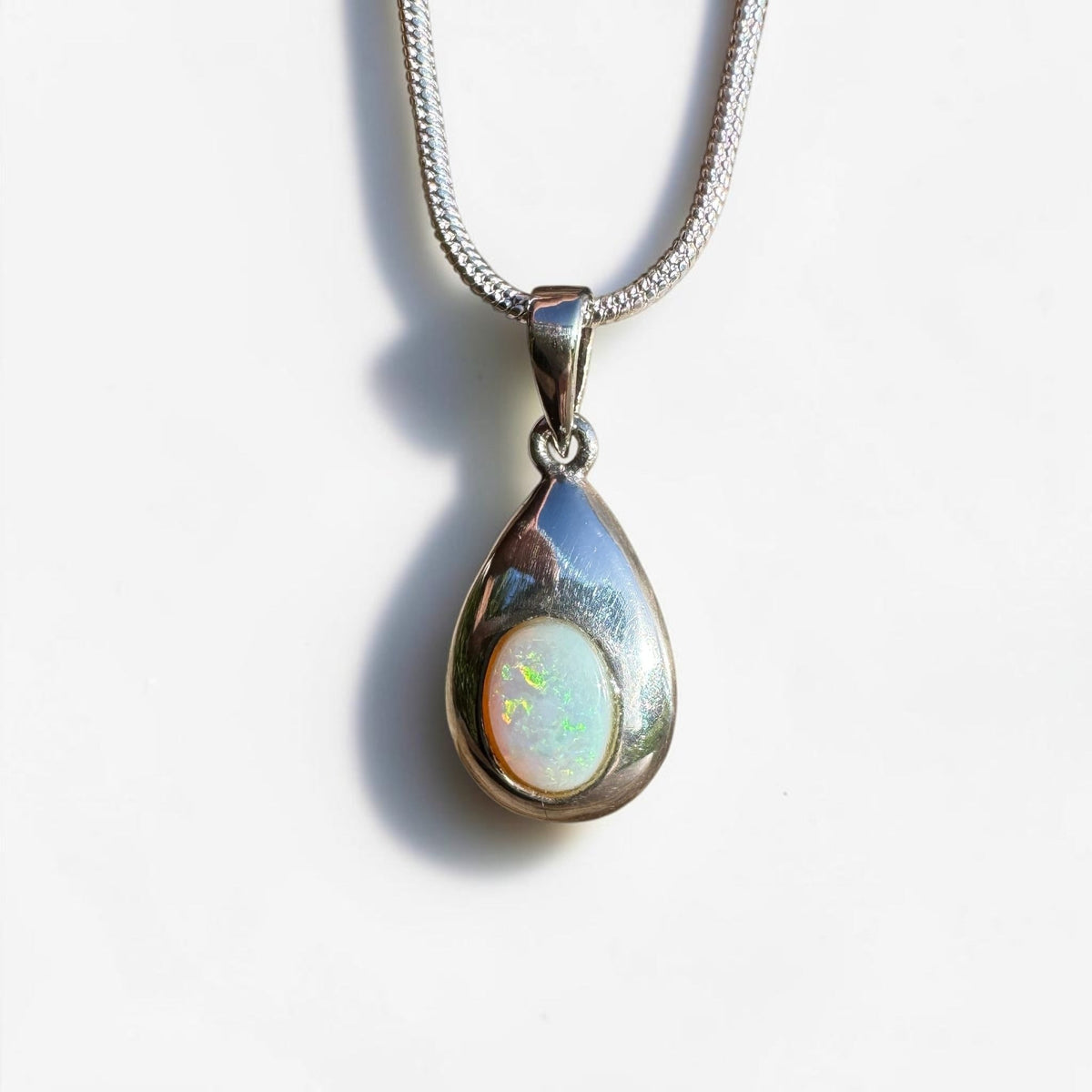 0.5ct Coober Pedy Opal Pendant Necklace ~ 'Betoota Ember' | 925 Sterling Silver | Solid Australian Opal