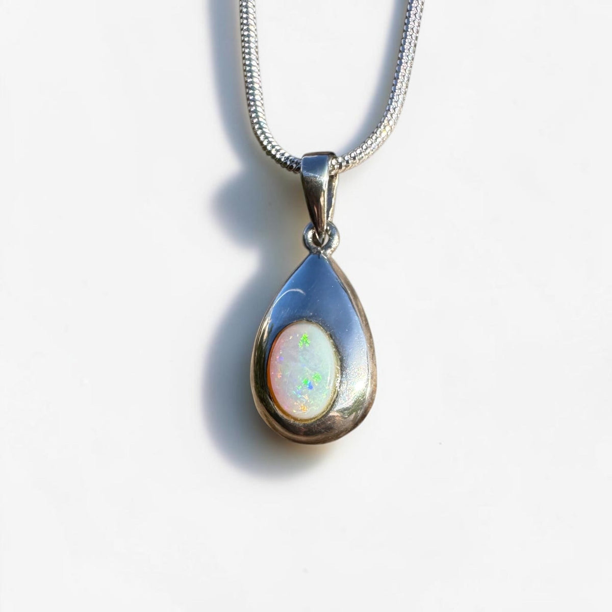 0.5ct Coober Pedy Opal Pendant Necklace ~ 'Betoota Ember' | 925 Sterling Silver | Solid Australian Opal