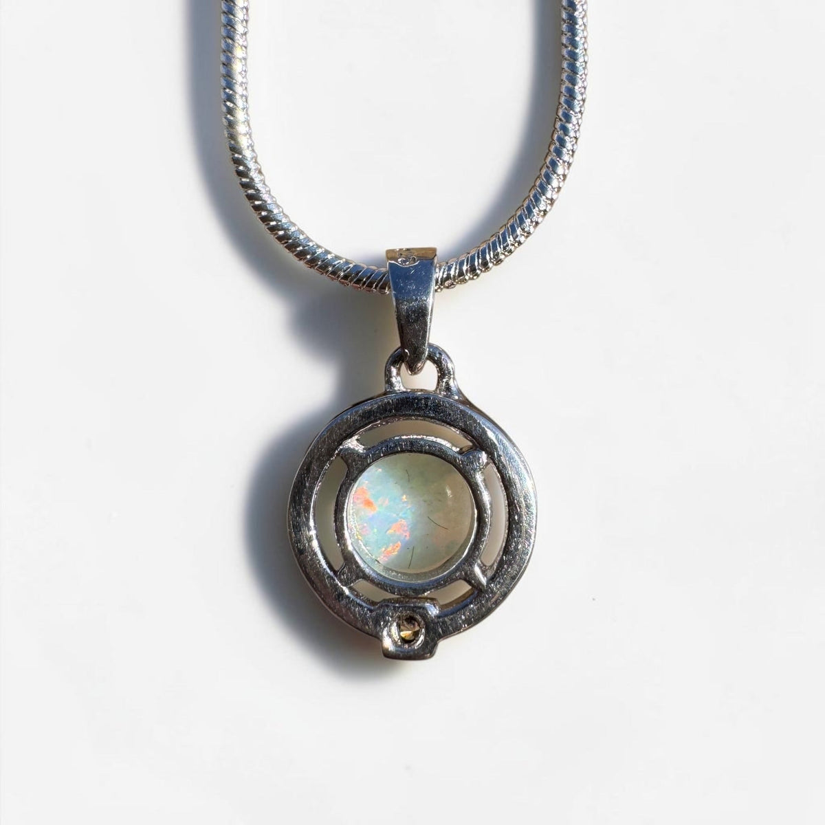 0.5ct Coober Pedy Opal Pendant Necklace ~ 'Mansfield Blue' | 925 Sterling Silver | Solid Australian Opal
