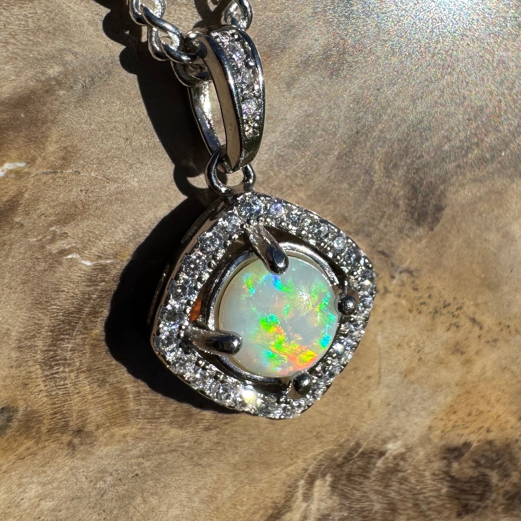 0.5ct Coober Pedy Opal Pendant Necklace ~ 'Mataranka Whisper' | 925 Sterling Silver | Solid Australian Opal