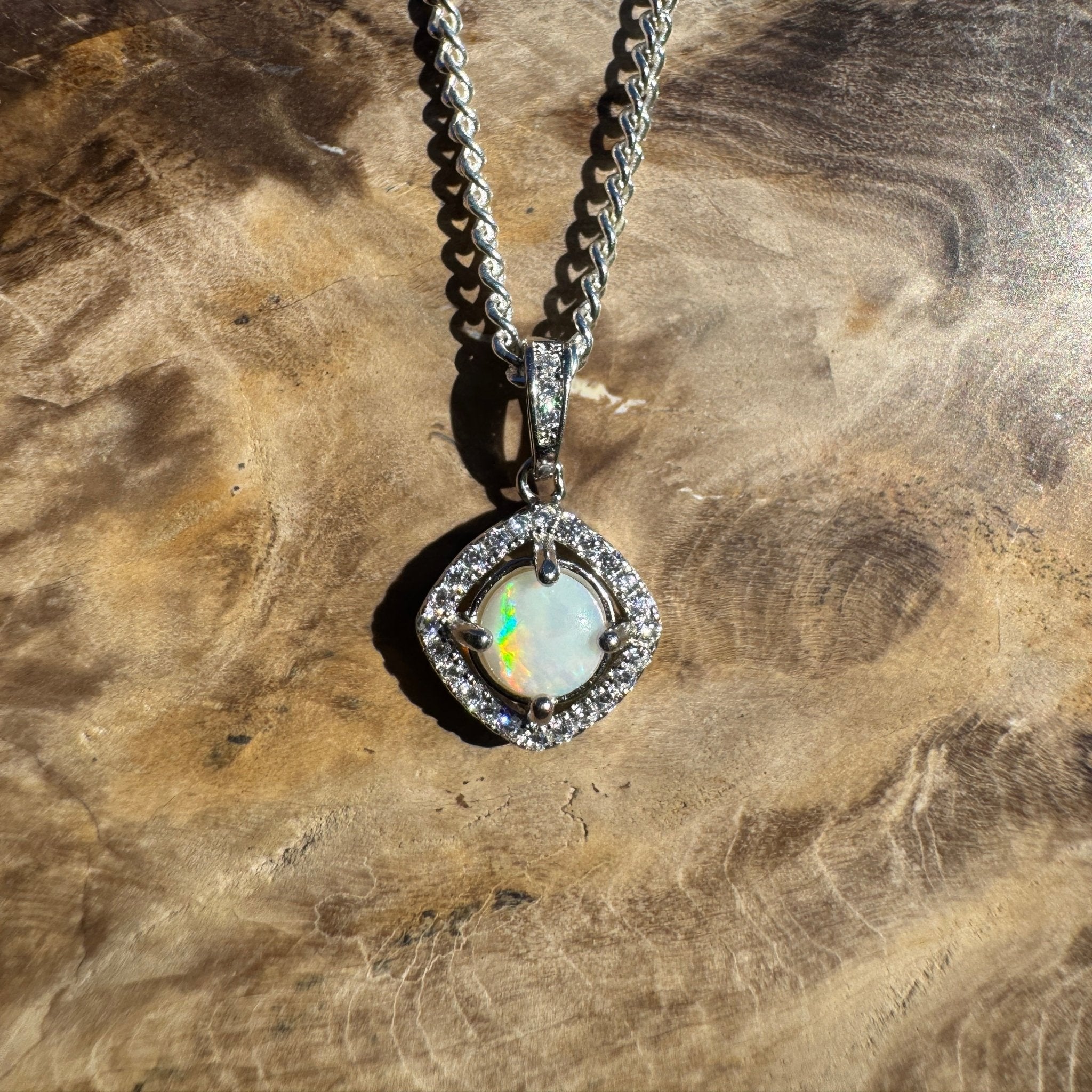 0.5ct Coober Pedy Opal Pendant Necklace ~ 'Mataranka Whisper' | 925 Sterling Silver | Solid Australian Opal
