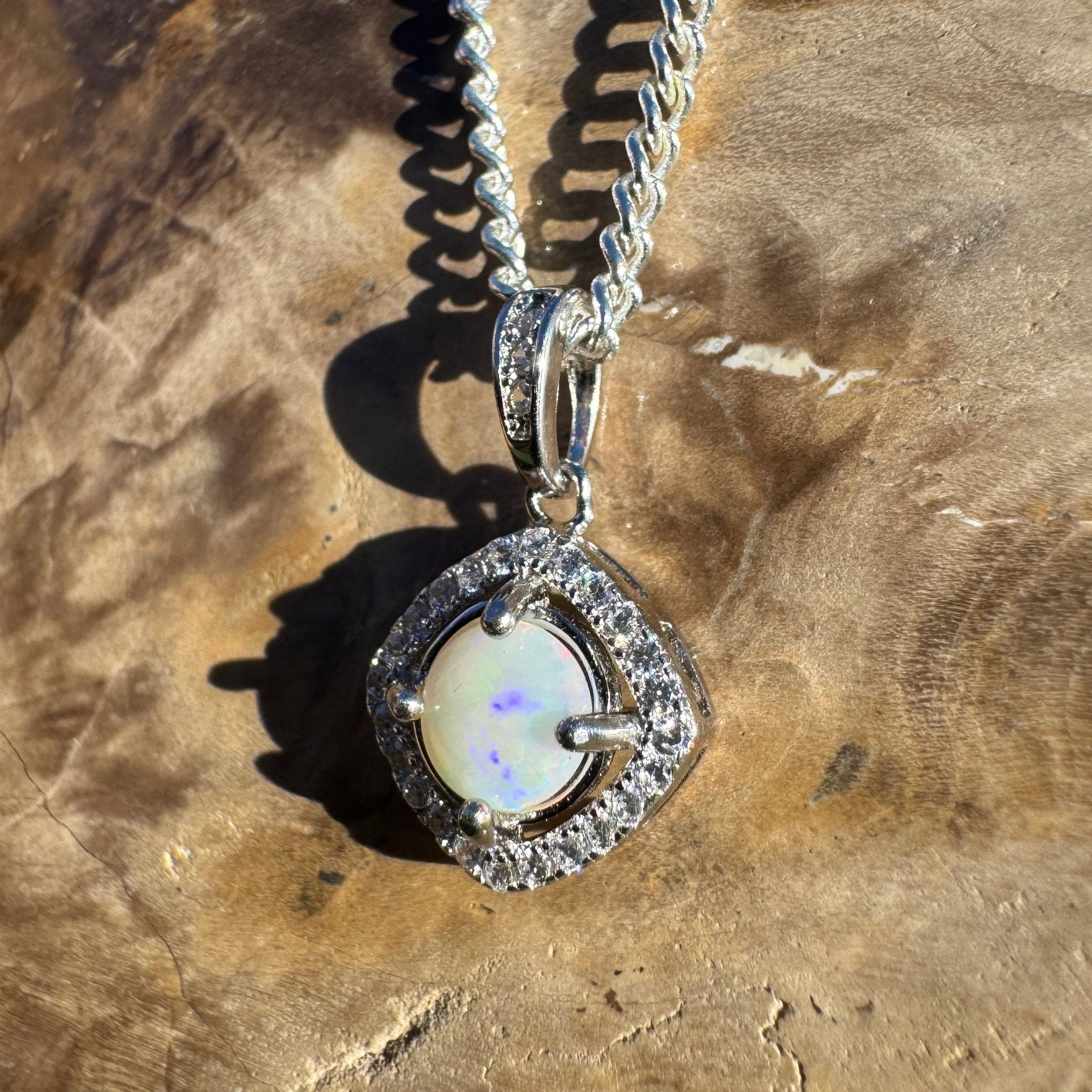 0.5ct Coober Pedy Opal Pendant Necklace ~ 'Mataranka Whisper' | 925 Sterling Silver | Solid Australian Opal