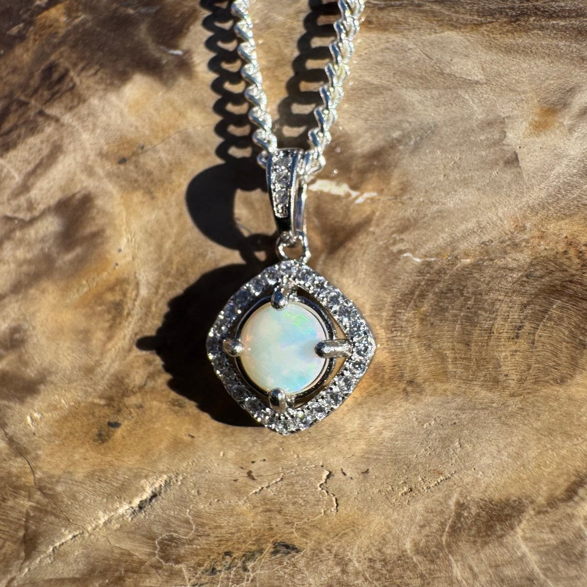 0.5ct Coober Pedy Opal Pendant Necklace ~ 'Mataranka Whisper' | 925 Sterling Silver | Solid Australian Opal