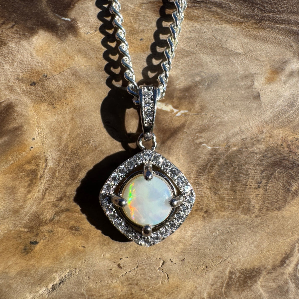 0.5ct Coober Pedy Opal Pendant Necklace ~ 'Mataranka Whisper' | 925 Sterling Silver | Solid Australian Opal