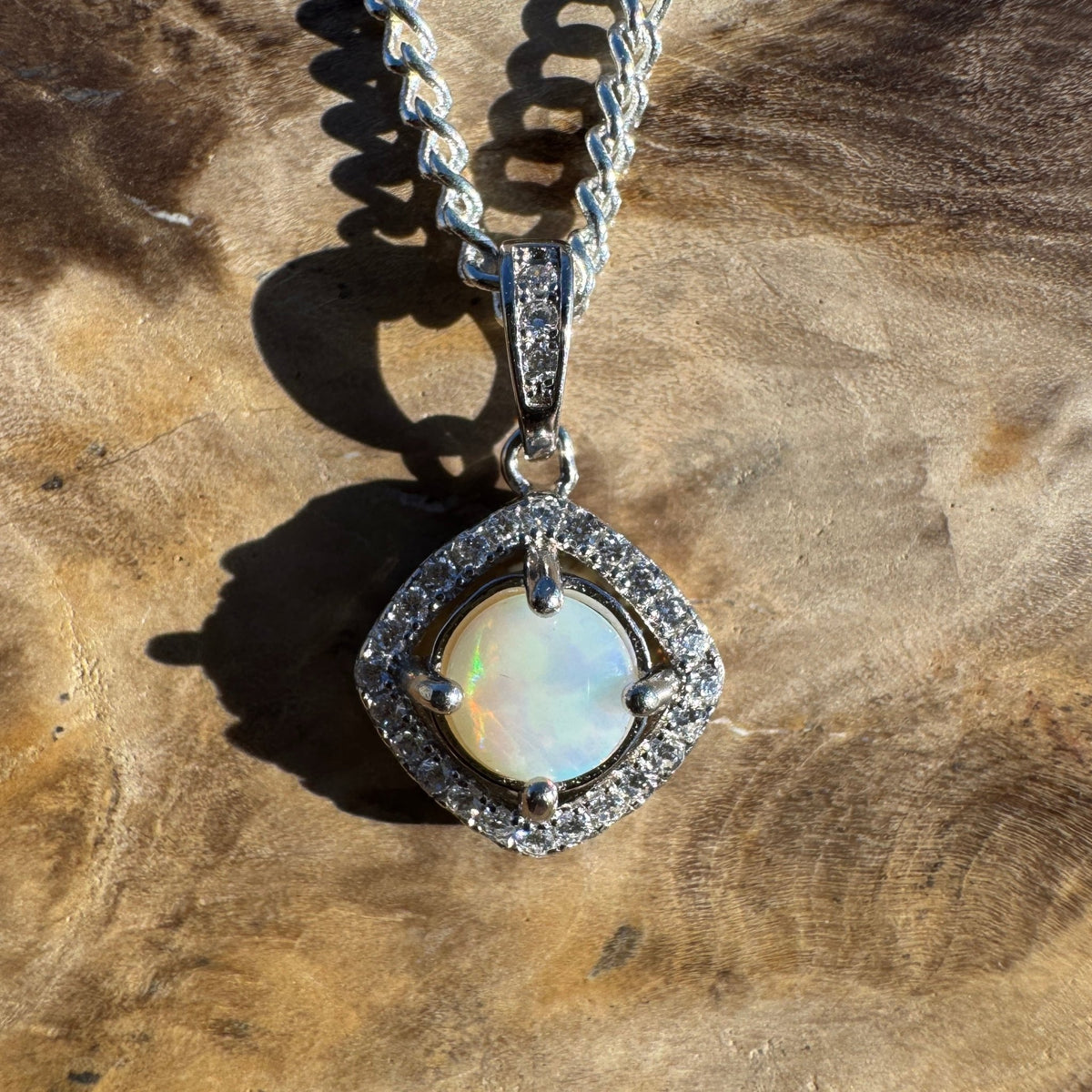 0.5ct Coober Pedy Opal Pendant Necklace ~ 'Mataranka Whisper' | 925 Sterling Silver | Solid Australian Opal