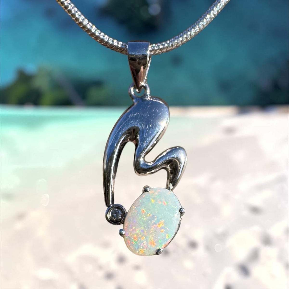 0.5ct Coober Pedy Opal Pendant Necklace ~ 'Thargomindah Glow' | 925 Sterling Silver | Solid Australian Opal