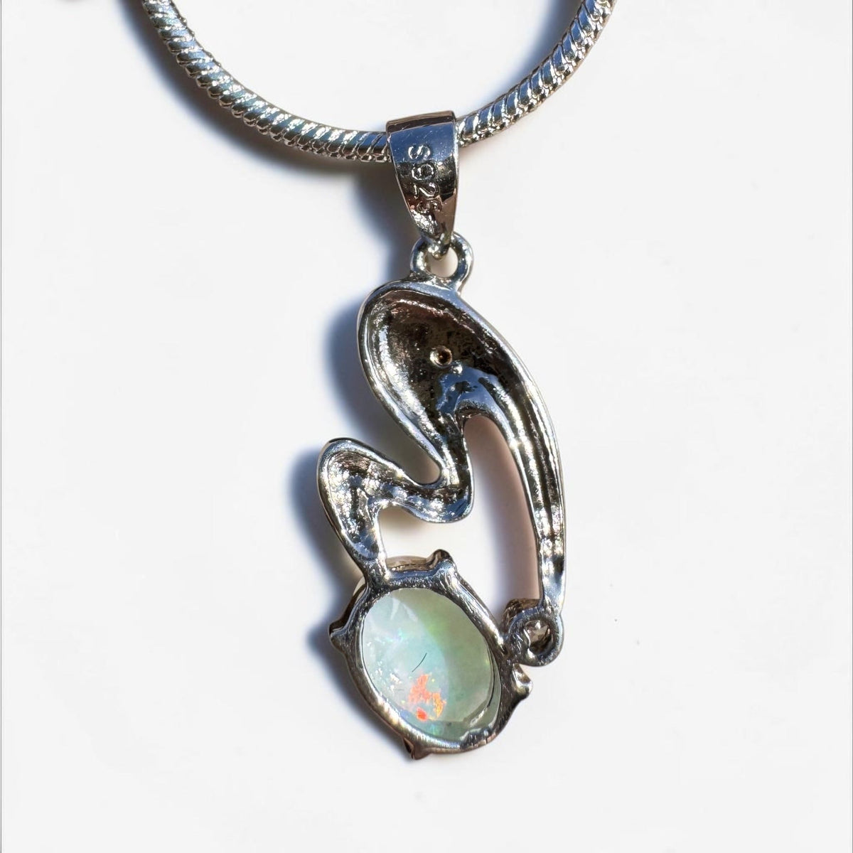 0.5ct Coober Pedy Opal Pendant Necklace ~ 'Thargomindah Glow' | 925 Sterling Silver | Solid Australian Opal