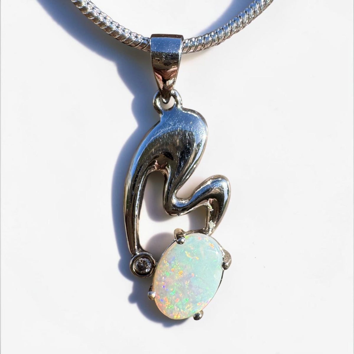 0.5ct Coober Pedy Opal Pendant Necklace ~ 'Thargomindah Glow' | 925 Sterling Silver | Solid Australian Opal