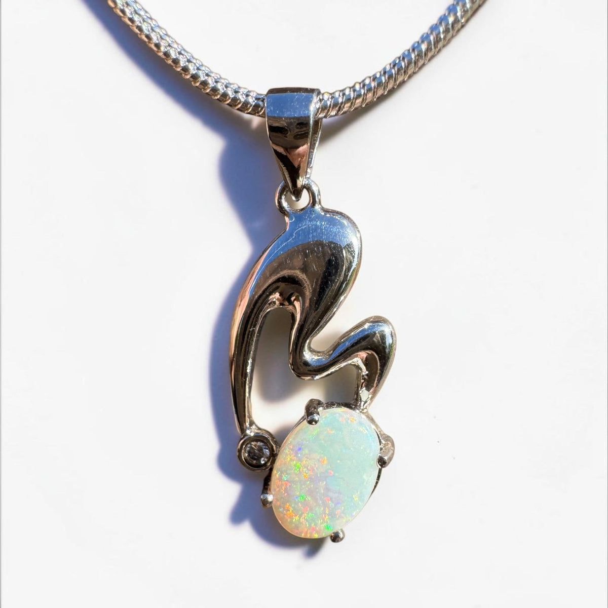 0.5ct Coober Pedy Opal Pendant Necklace ~ 'Thargomindah Glow' | 925 Sterling Silver | Solid Australian Opal