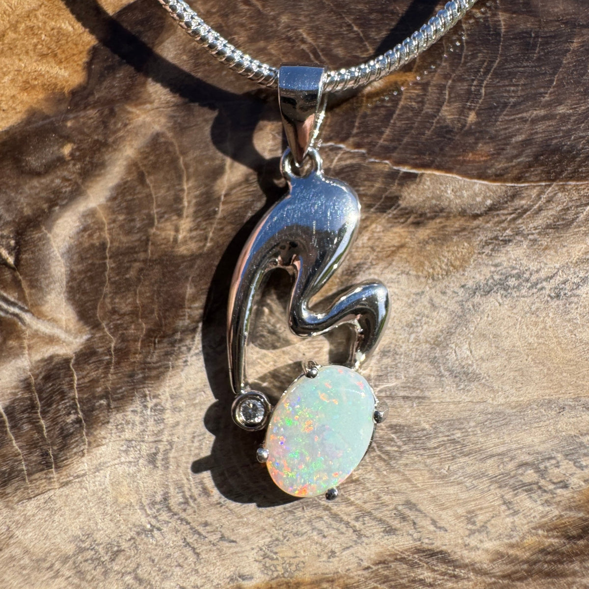 0.5ct Coober Pedy Opal Pendant Necklace ~ 'Thargomindah Glow' | 925 Sterling Silver | Solid Australian Opal