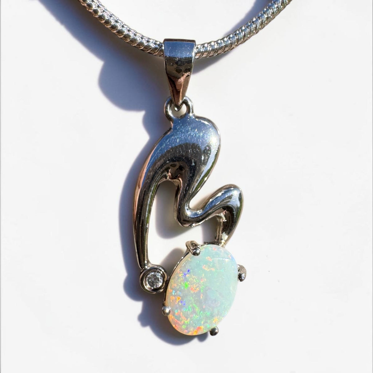 0.5ct Coober Pedy Opal Pendant Necklace ~ 'Thargomindah Glow' | 925 Sterling Silver | Solid Australian Opal