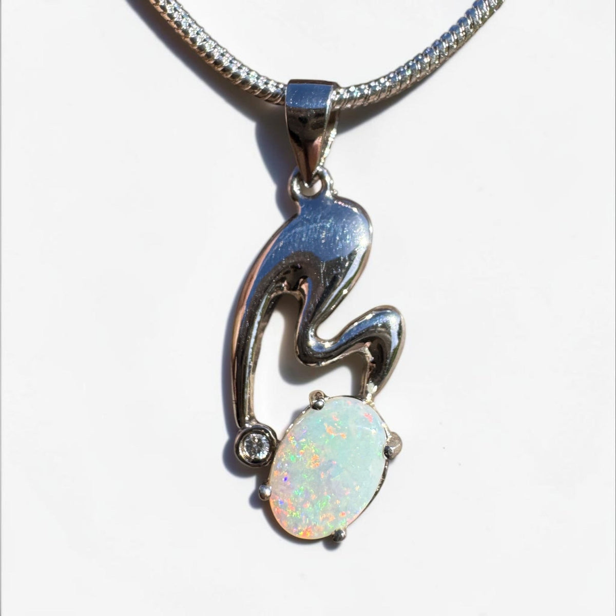 0.5ct Coober Pedy Opal Pendant Necklace ~ 'Thargomindah Glow' | 925 Sterling Silver | Solid Australian Opal