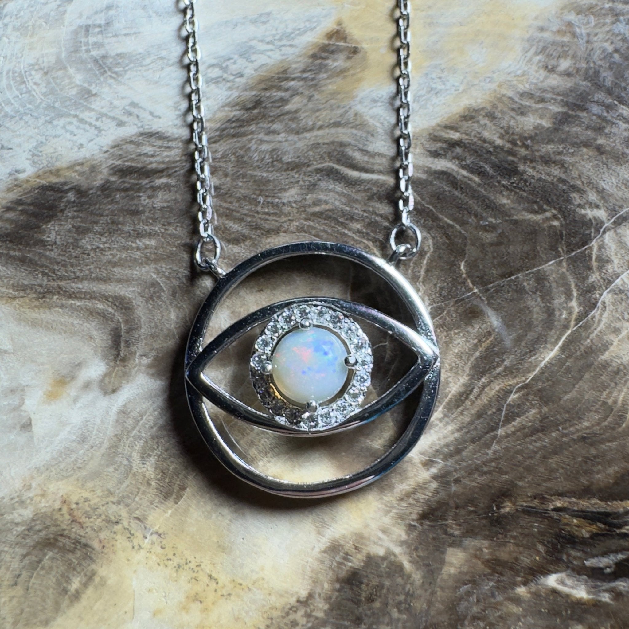 0.5ct Coober Pedy Opal Pendant Necklace ~ 'Whitsunday Eye' | 925 Sterling Silver | Solid Australian Opal
