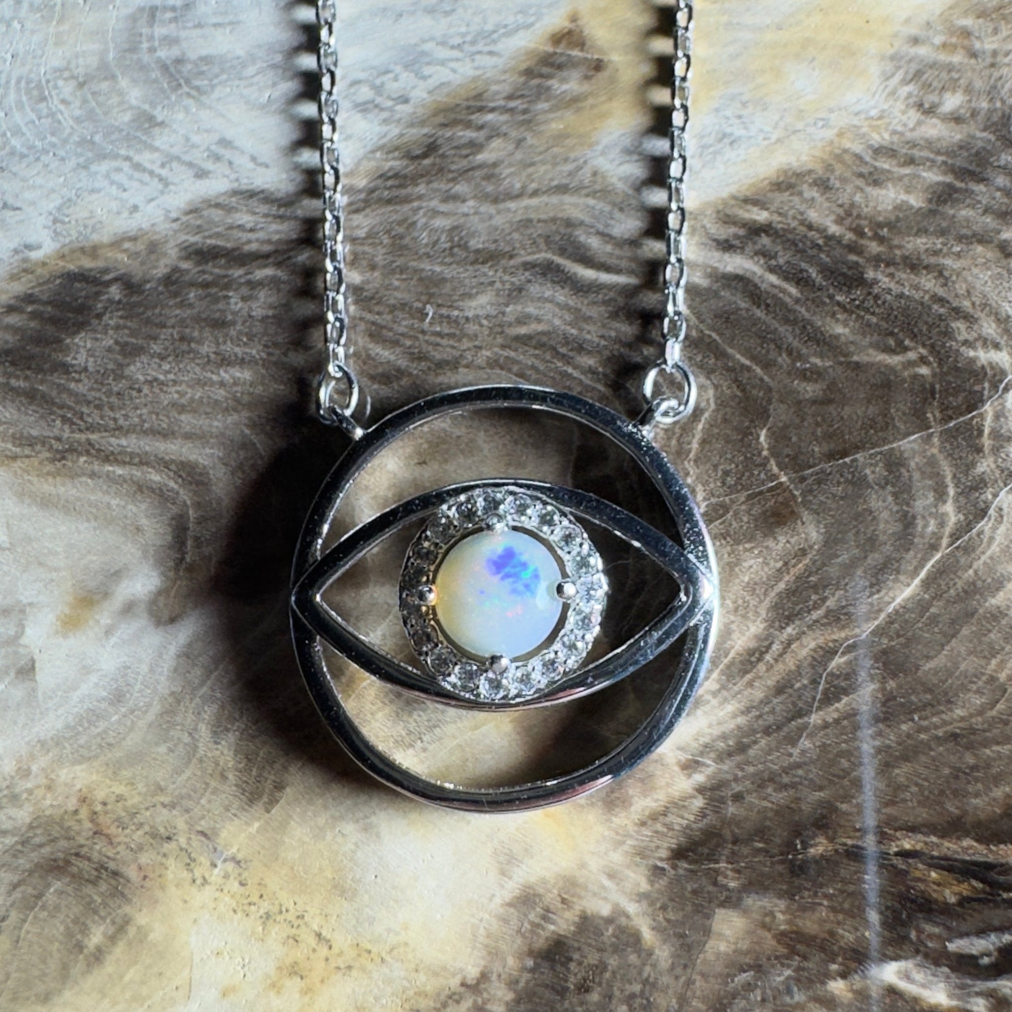 0.5ct Coober Pedy Opal Pendant Necklace ~ 'Whitsunday Eye' | 925 Sterling Silver | Solid Australian Opal