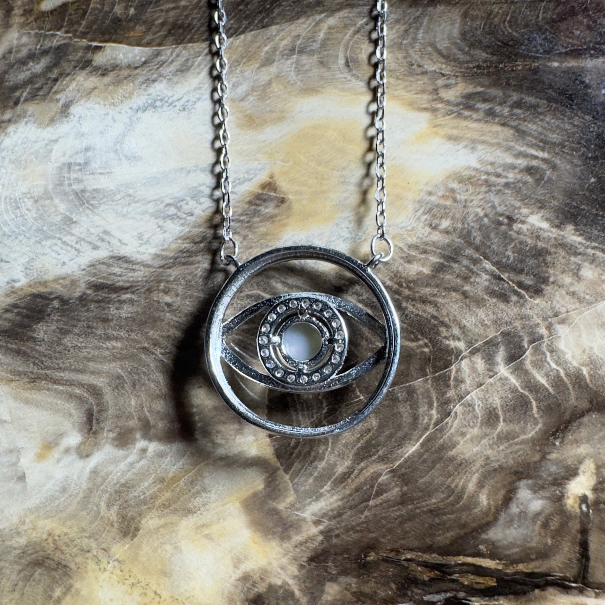 0.5ct Coober Pedy Opal Pendant Necklace ~ 'Whitsunday Eye' | 925 Sterling Silver | Solid Australian Opal