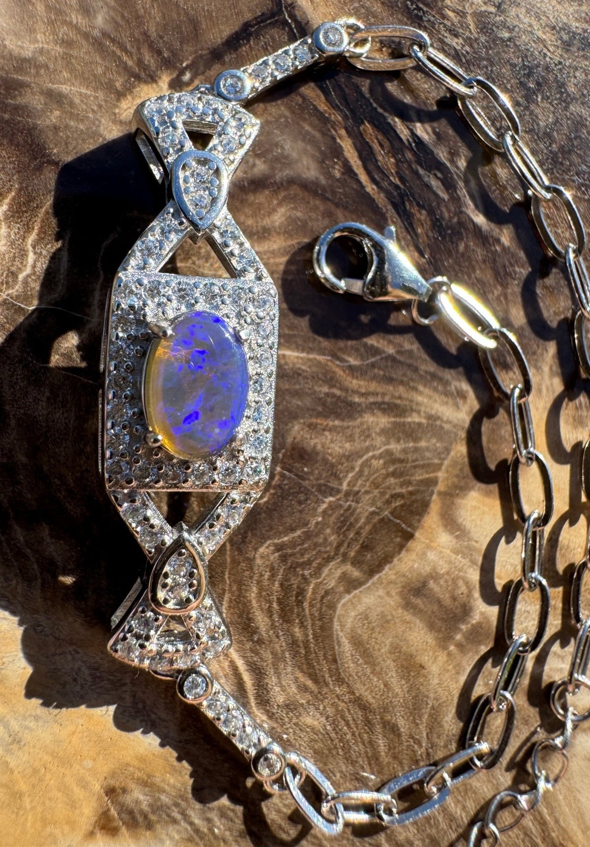 0.5ct Lightning Ridge Opal Bracelet ~ 'Beltana Tide' | 925 Sterling Silver | Solid Australian Opal