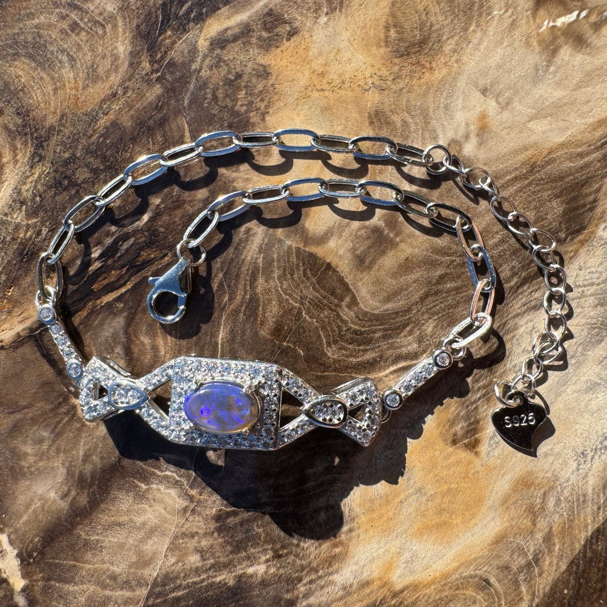 0.5ct Lightning Ridge Opal Bracelet ~ 'Beltana Tide' | 925 Sterling Silver | Solid Australian Opal