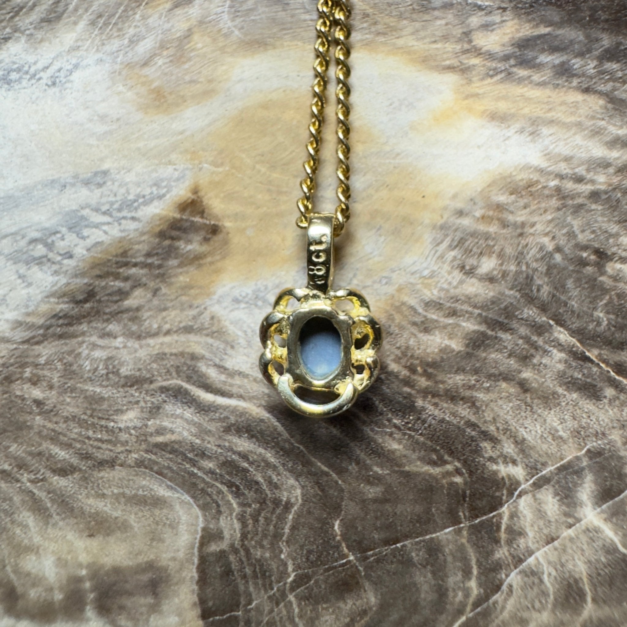 0.5ct Lightning Ridge Opal Pendant Necklace ~ 'Blue North Glimmer' | 18ct Yellow Gold | Solid Australian Opal