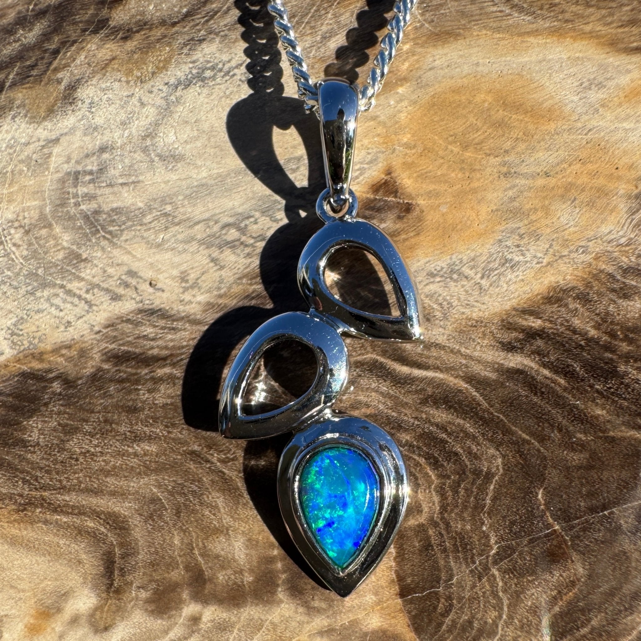 0.5ct Lightning Ridge Opal Pendant Necklace ~ 'Coral Sea Drift' | 925 Sterling Silver | Solid Australian Opal