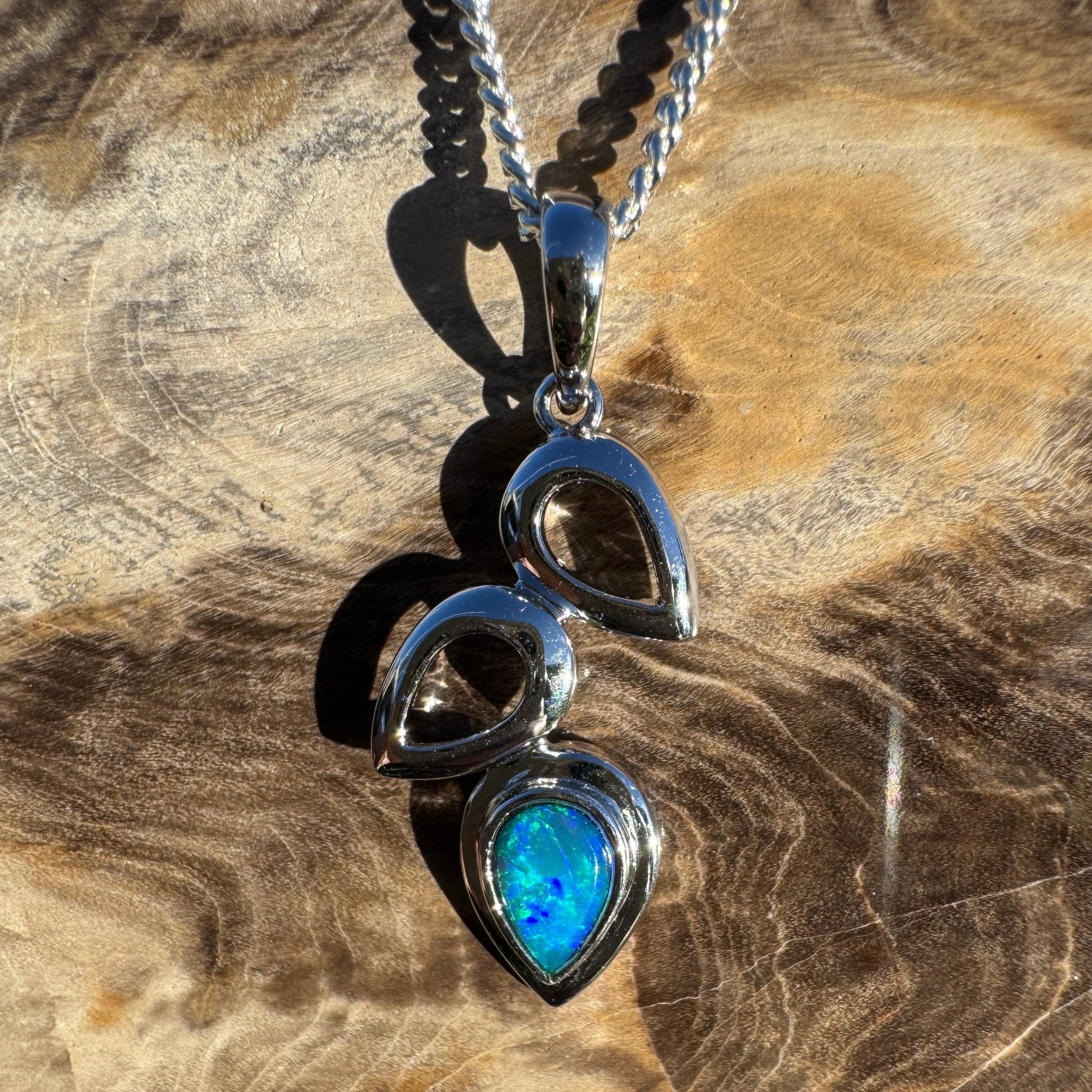 0.5ct Lightning Ridge Opal Pendant Necklace ~ 'Coral Sea Drift' | 925 Sterling Silver | Solid Australian Opal