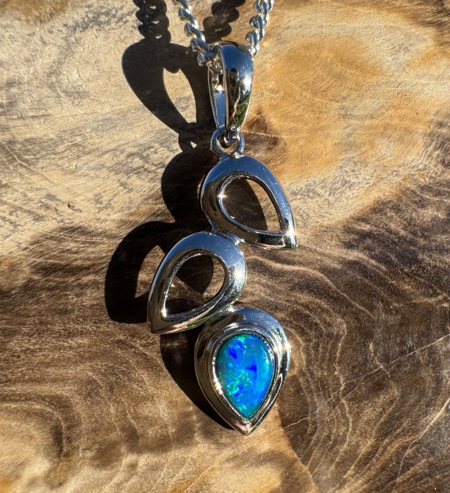 0.5ct Lightning Ridge Opal Pendant Necklace ~ 'Coral Sea Drift' | 925 Sterling Silver | Solid Australian Opal