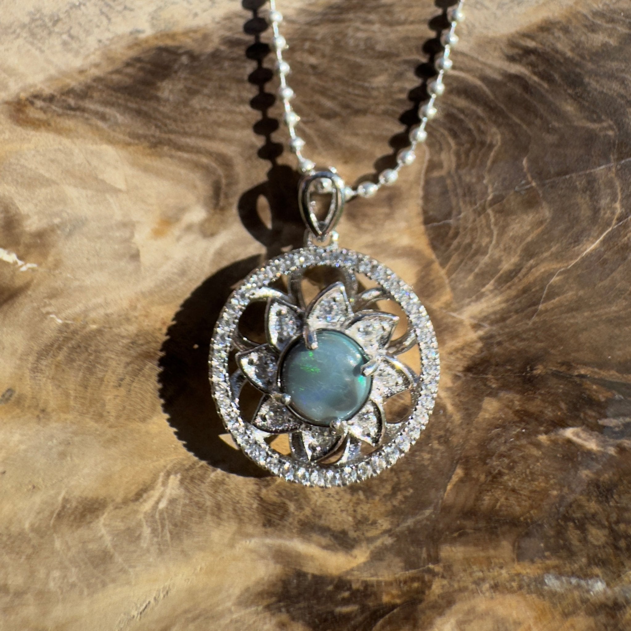 0.5ct Lightning Ridge Opal Pendant Necklace ~ 'Tarkine Depth' | 925 Sterling Silver | Solid Australian Opal
