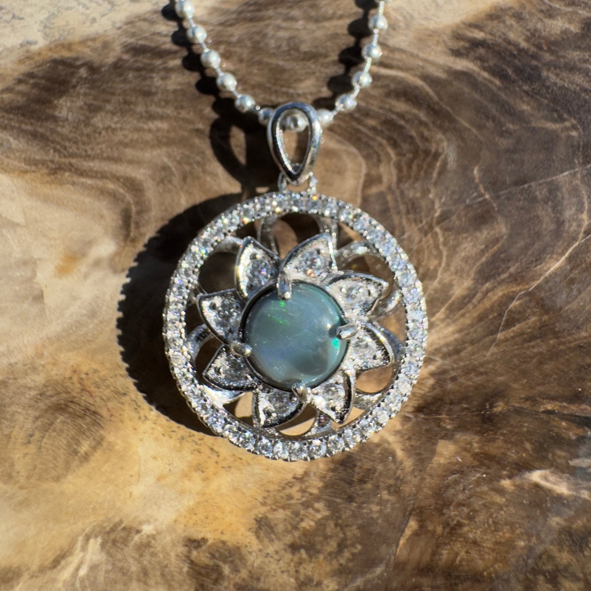0.5ct Lightning Ridge Opal Pendant Necklace ~ 'Tarkine Depth' | 925 Sterling Silver | Solid Australian Opal