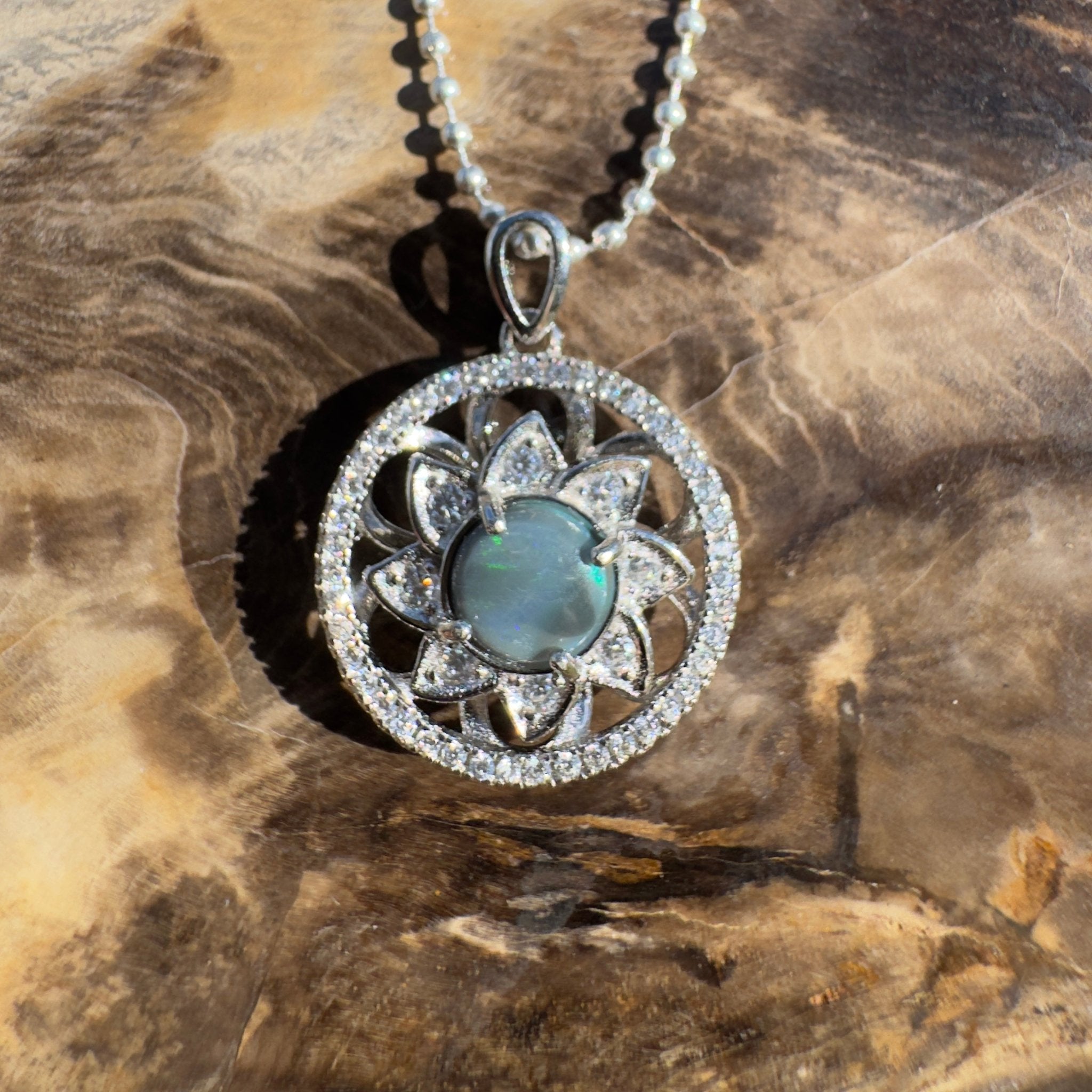 0.5ct Lightning Ridge Opal Pendant Necklace ~ 'Tarkine Depth' | 925 Sterling Silver | Solid Australian Opal