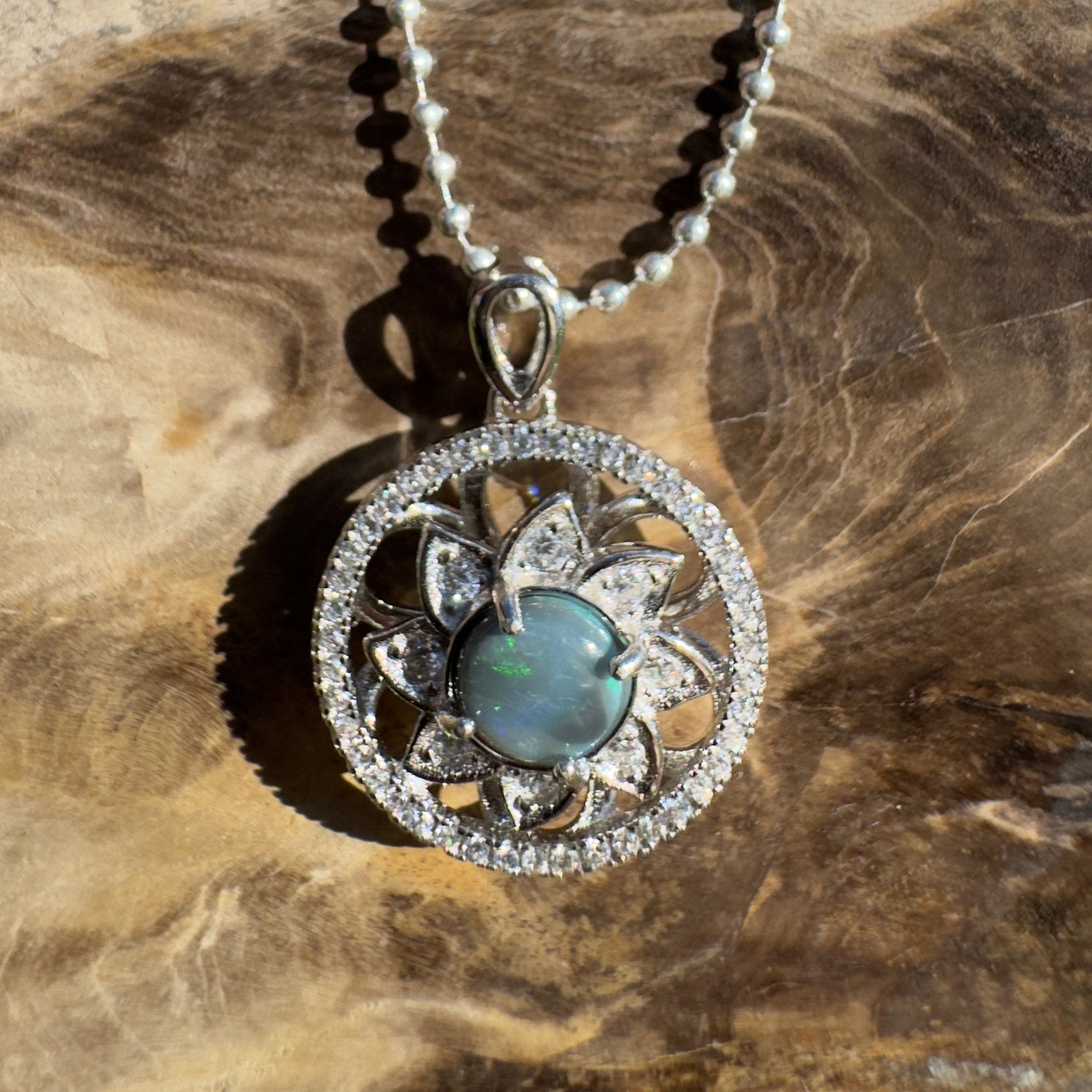0.5ct Lightning Ridge Opal Pendant Necklace ~ 'Tarkine Depth' | 925 Sterling Silver | Solid Australian Opal