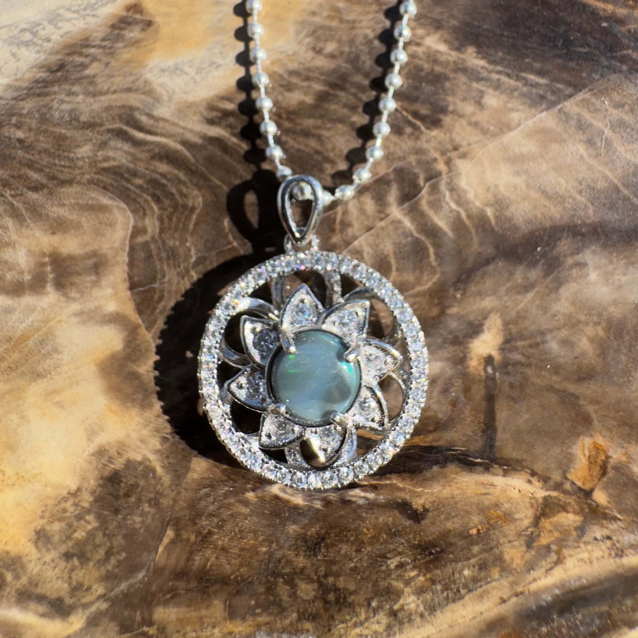 0.5ct Lightning Ridge Opal Pendant Necklace ~ 'Tarkine Depth' | 925 Sterling Silver | Solid Australian Opal