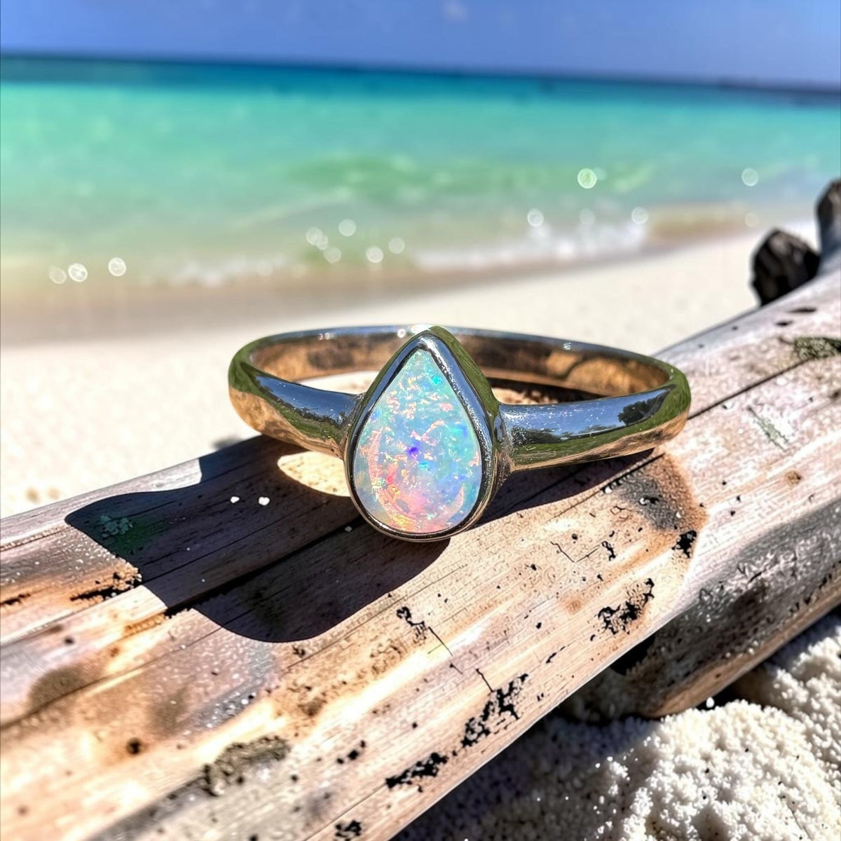 0.5ct Lightning Ridge Opal Ring ~ 'Cann River Blue' | 925 Sterling Silver | Solid Australian Opal