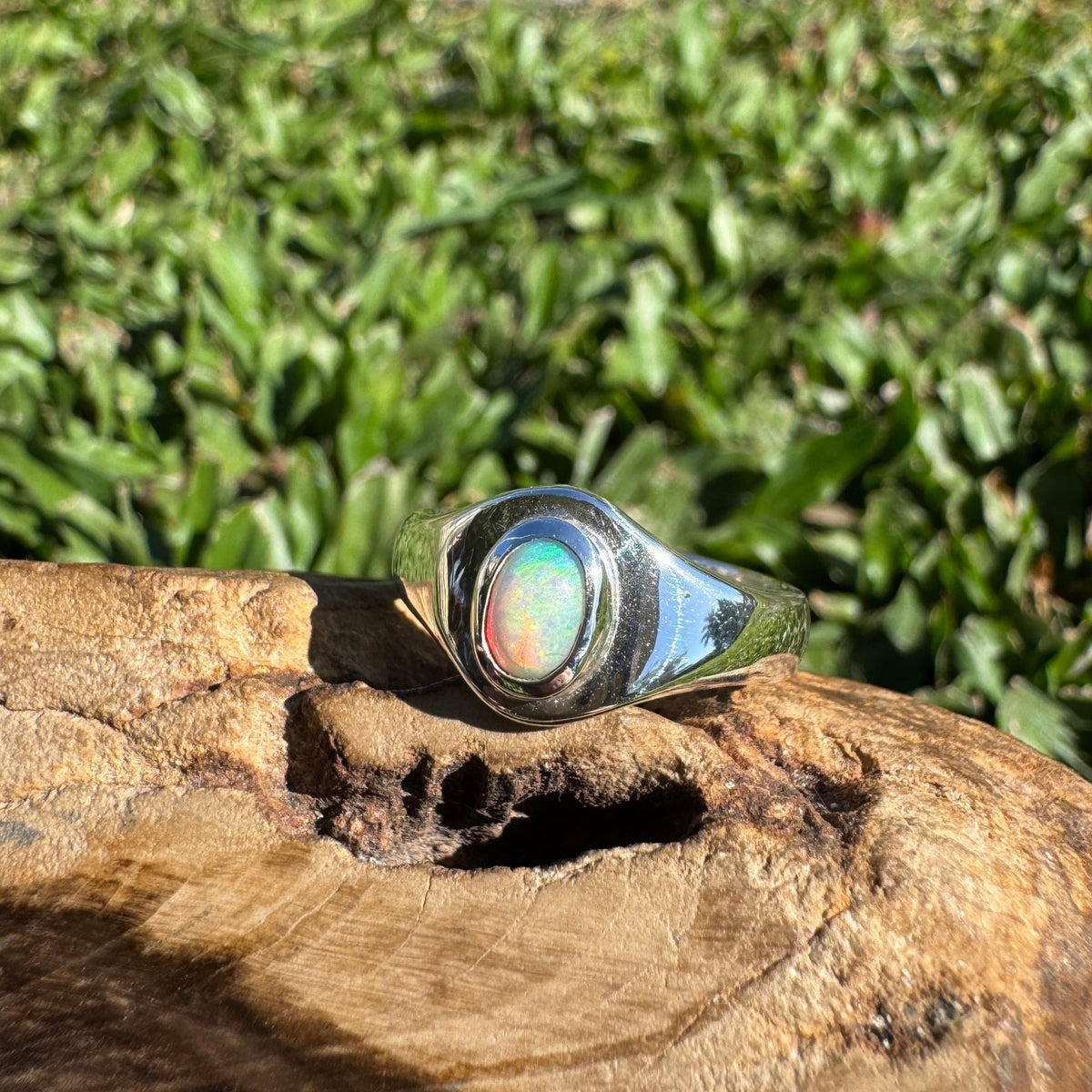 0.5ct Lightning Ridge Opal Ring ~ 'Coonawarra Harvest' | 925 Sterling Silver | Solid Australian Opal