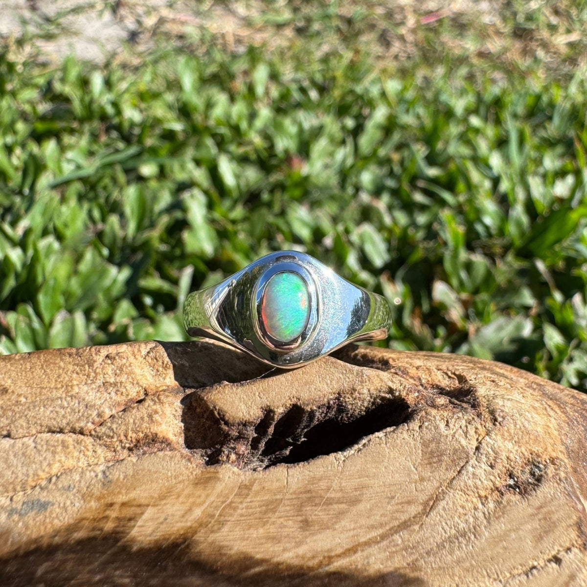 0.5ct Lightning Ridge Opal Ring ~ 'Coonawarra Harvest' | 925 Sterling Silver | Solid Australian Opal