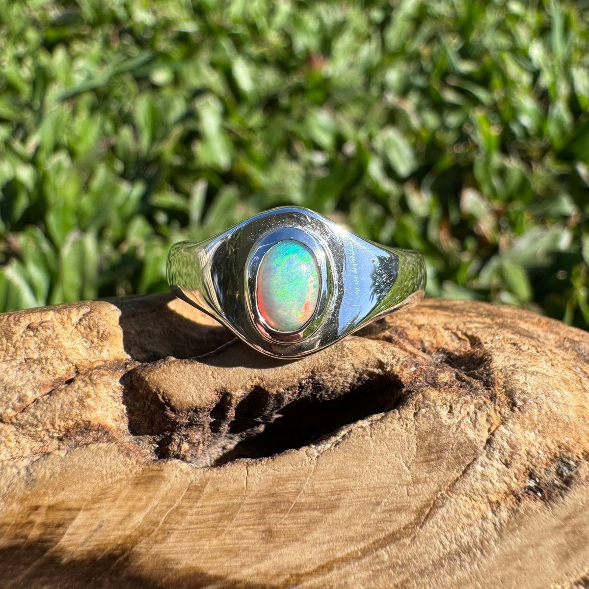 0.5ct Lightning Ridge Opal Ring ~ 'Coonawarra Harvest' | 925 Sterling Silver | Solid Australian Opal